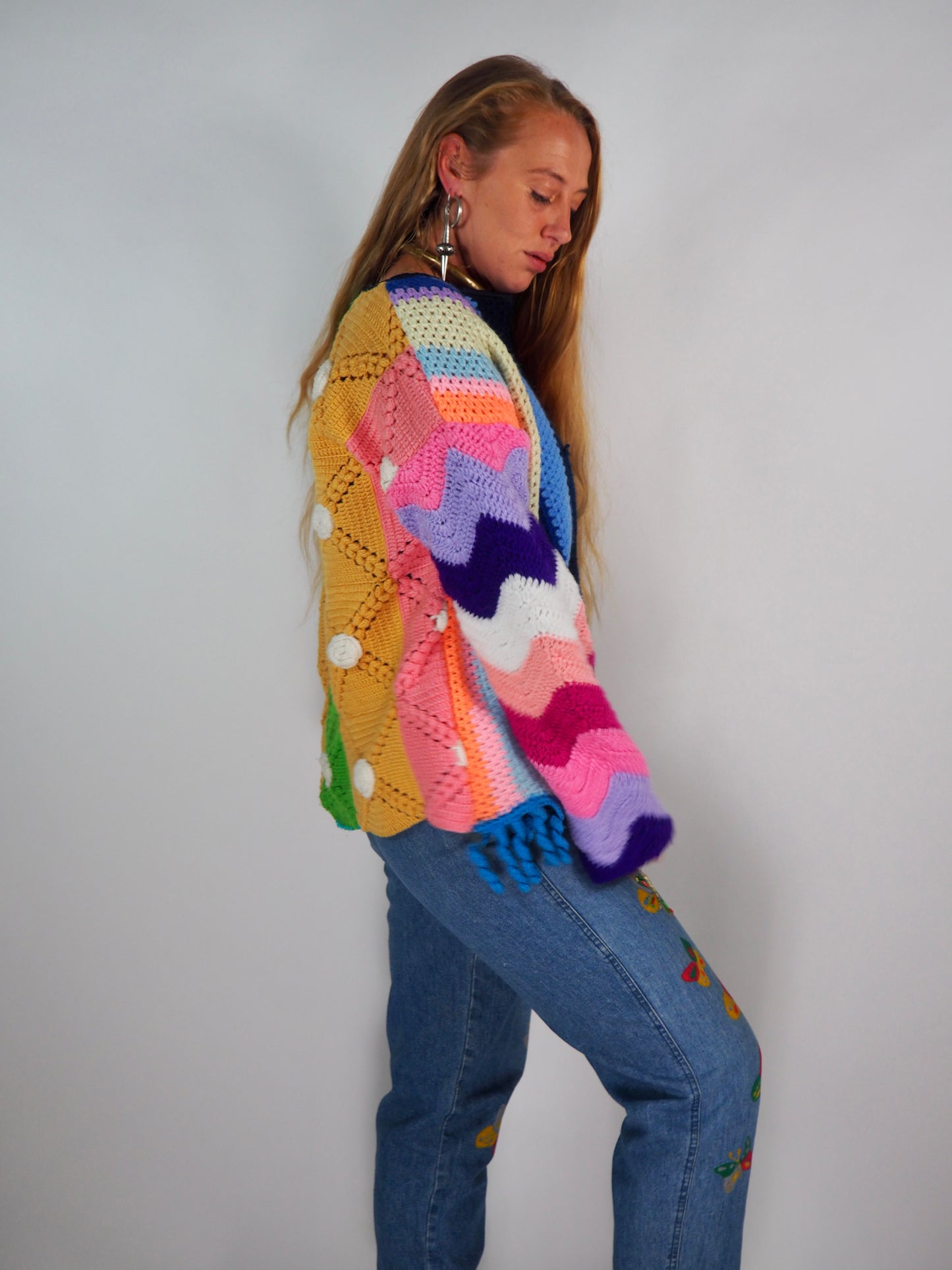 Vintage 1970s Crochet Patchwork jacket