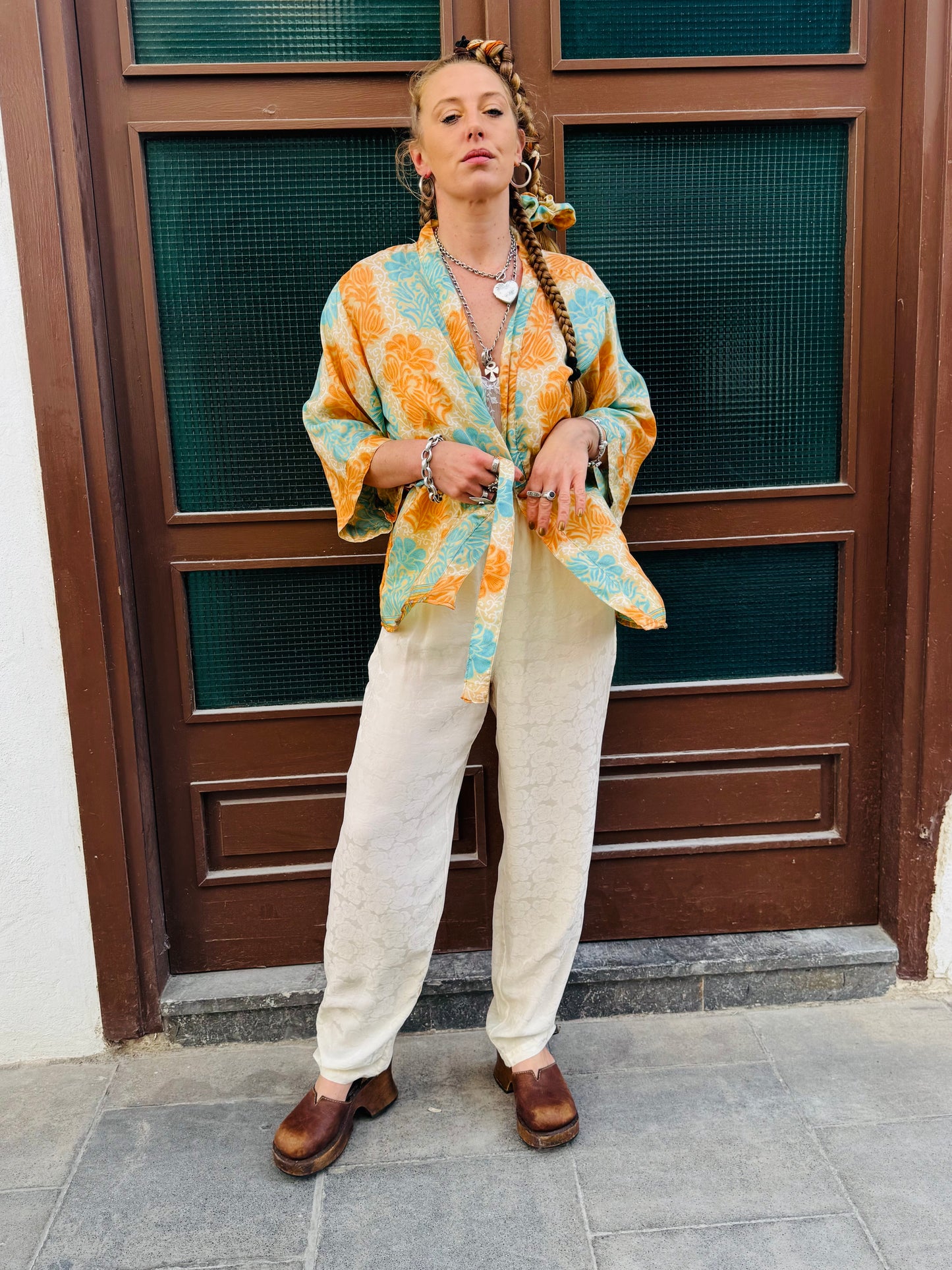 Kardash Kimono Short – Up-cycled Vintage Sari Kimono
