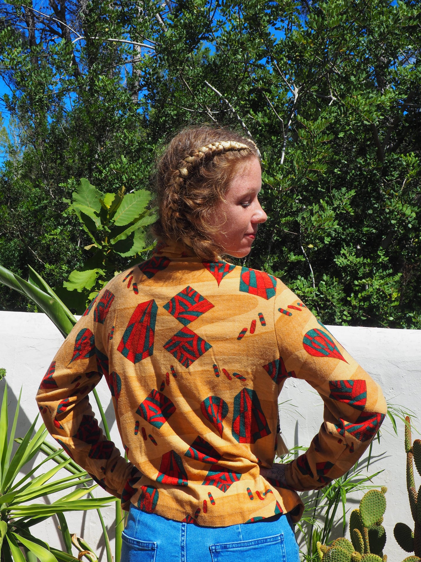 Vintage 1970’s abstract printed shirt with oversized collar