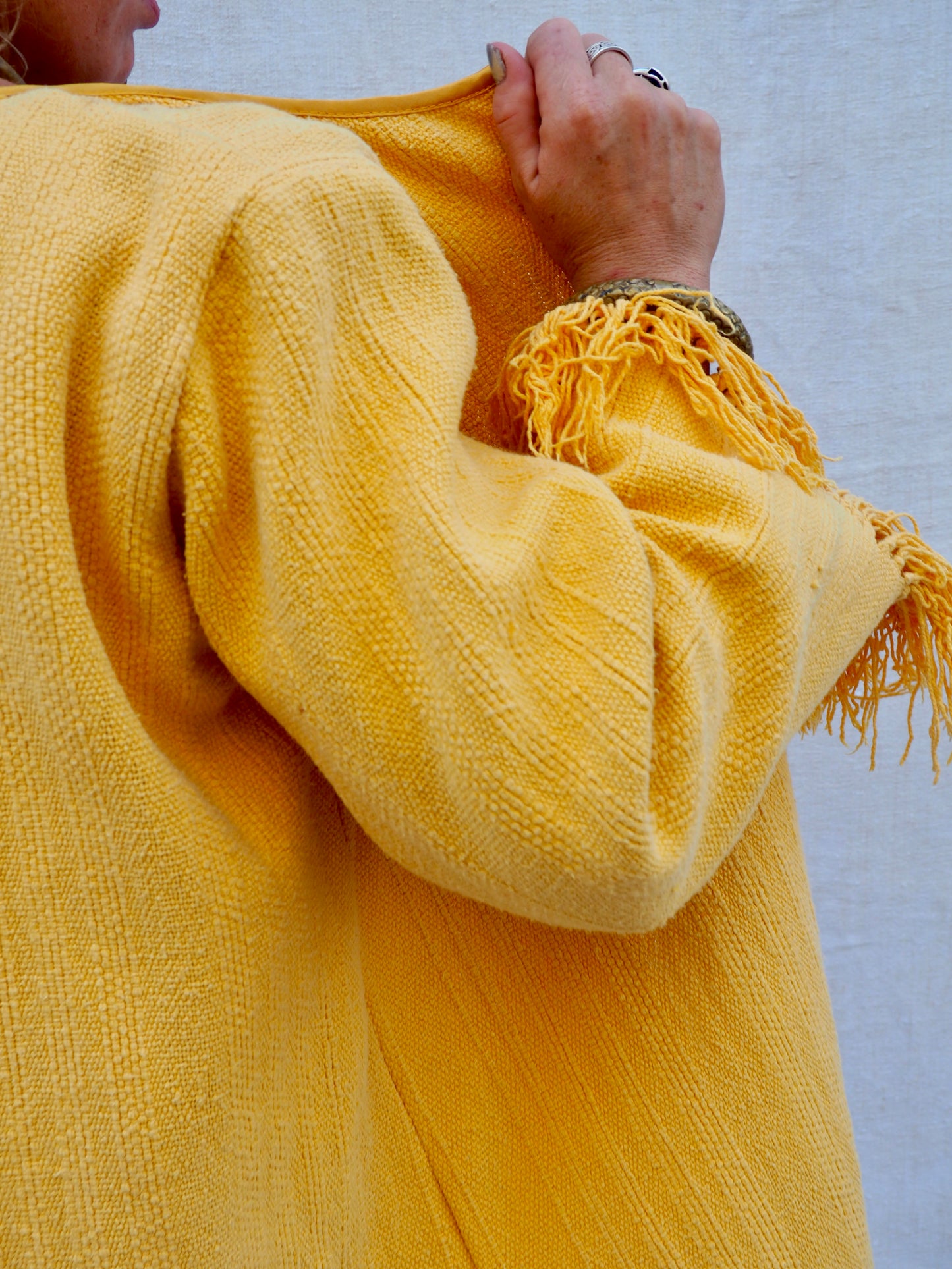 Up-cycled Vintage Cotton Jacket with Tassel Trim – Handmade Bohemian Style