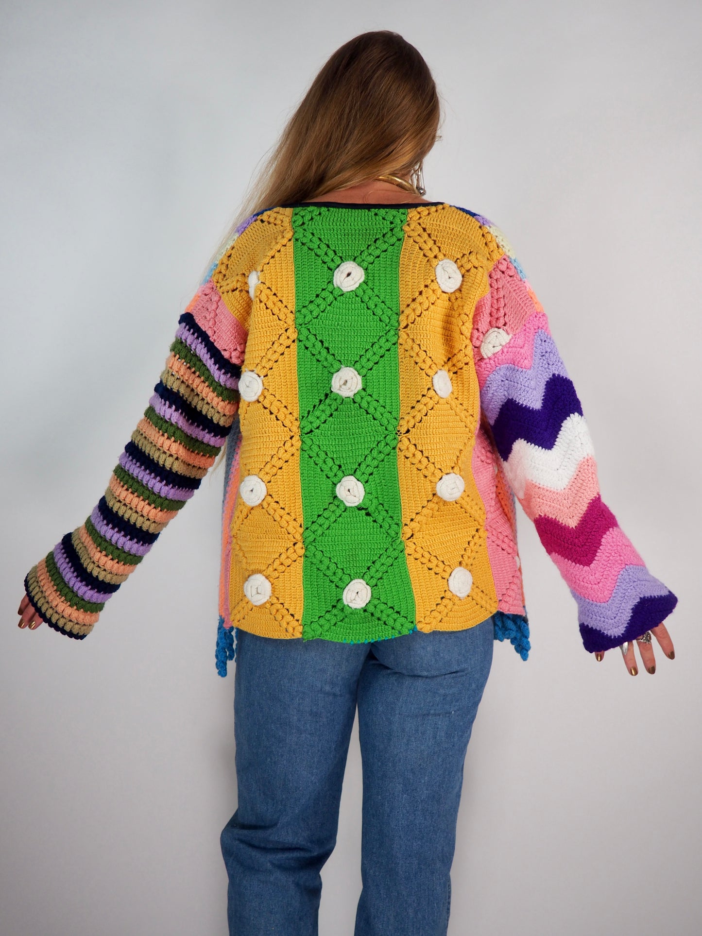 Vintage 1970s Crochet Patchwork jacket
