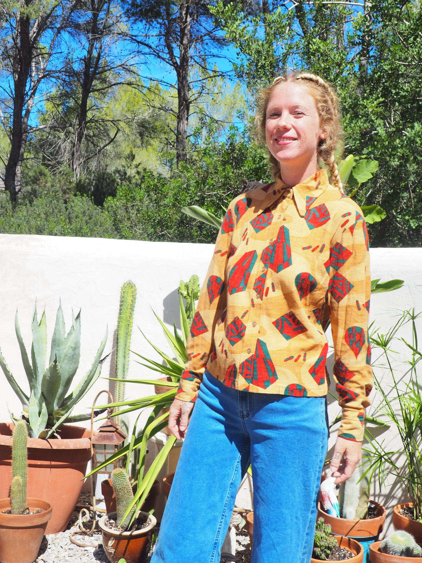 Vintage 1970’s abstract printed shirt with oversized collar
