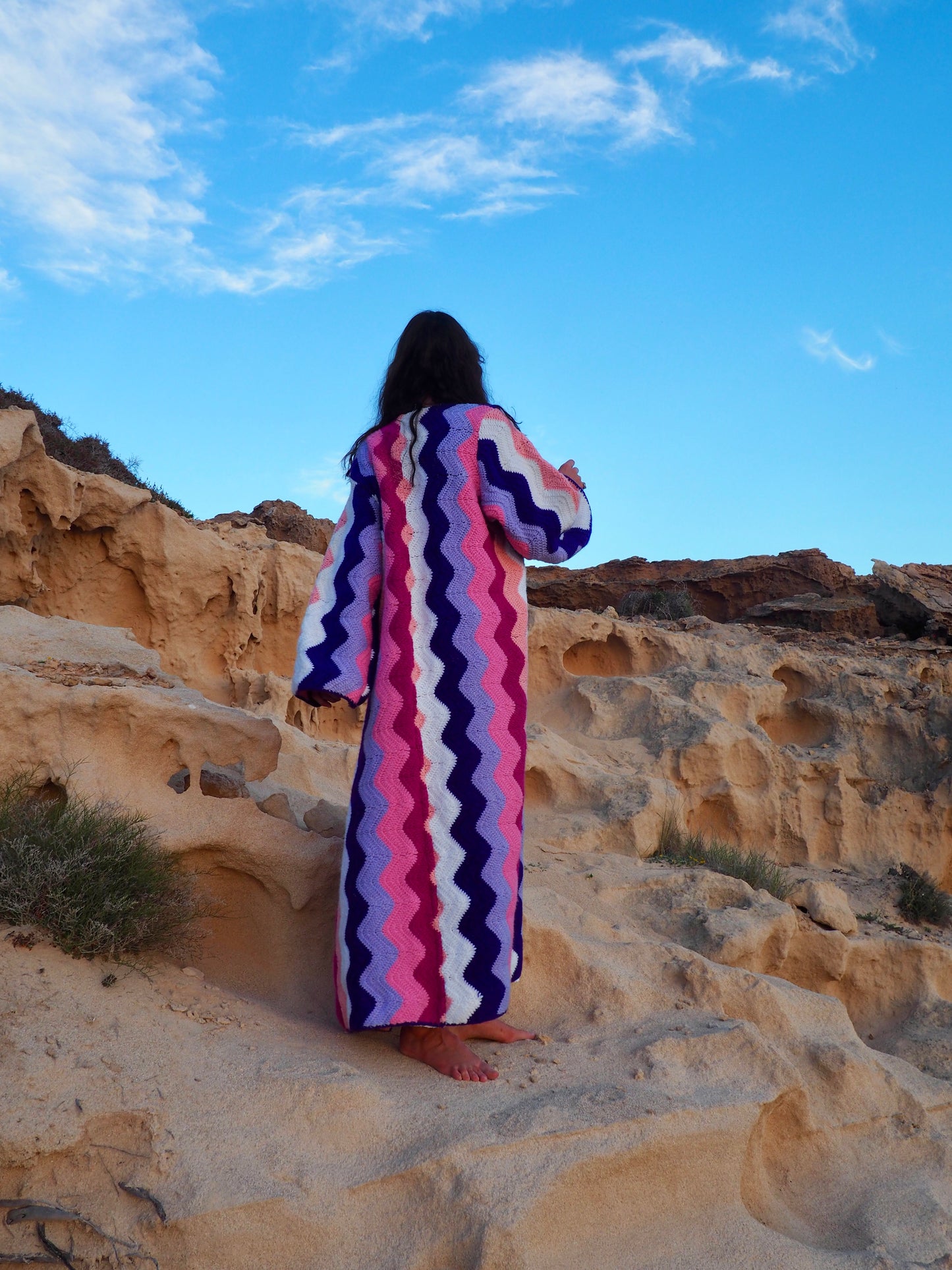 Vintage wool crochet jacket up-cycled by Vagabond Ibiza