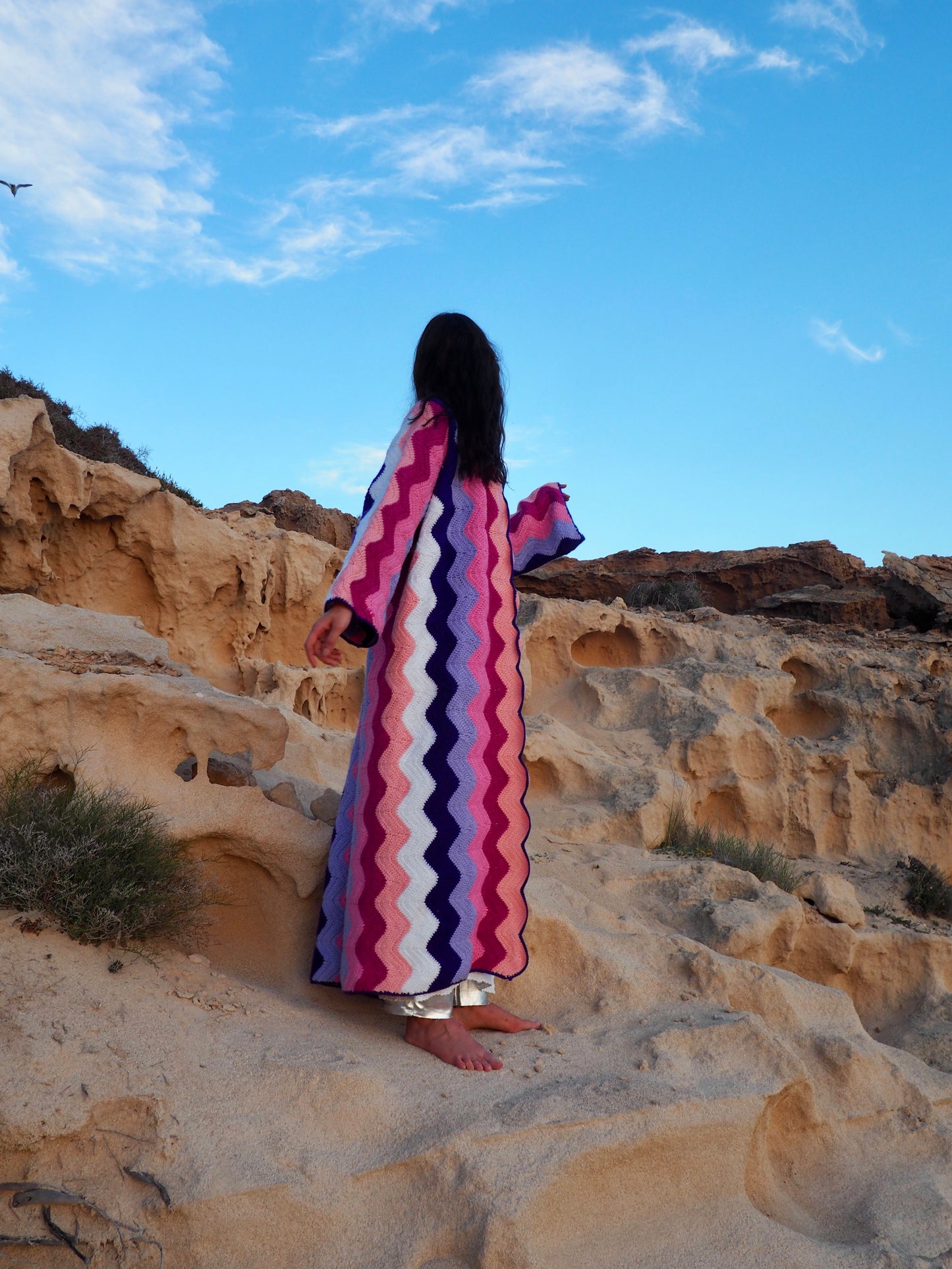 Vintage wool crochet jacket up-cycled by Vagabond Ibiza