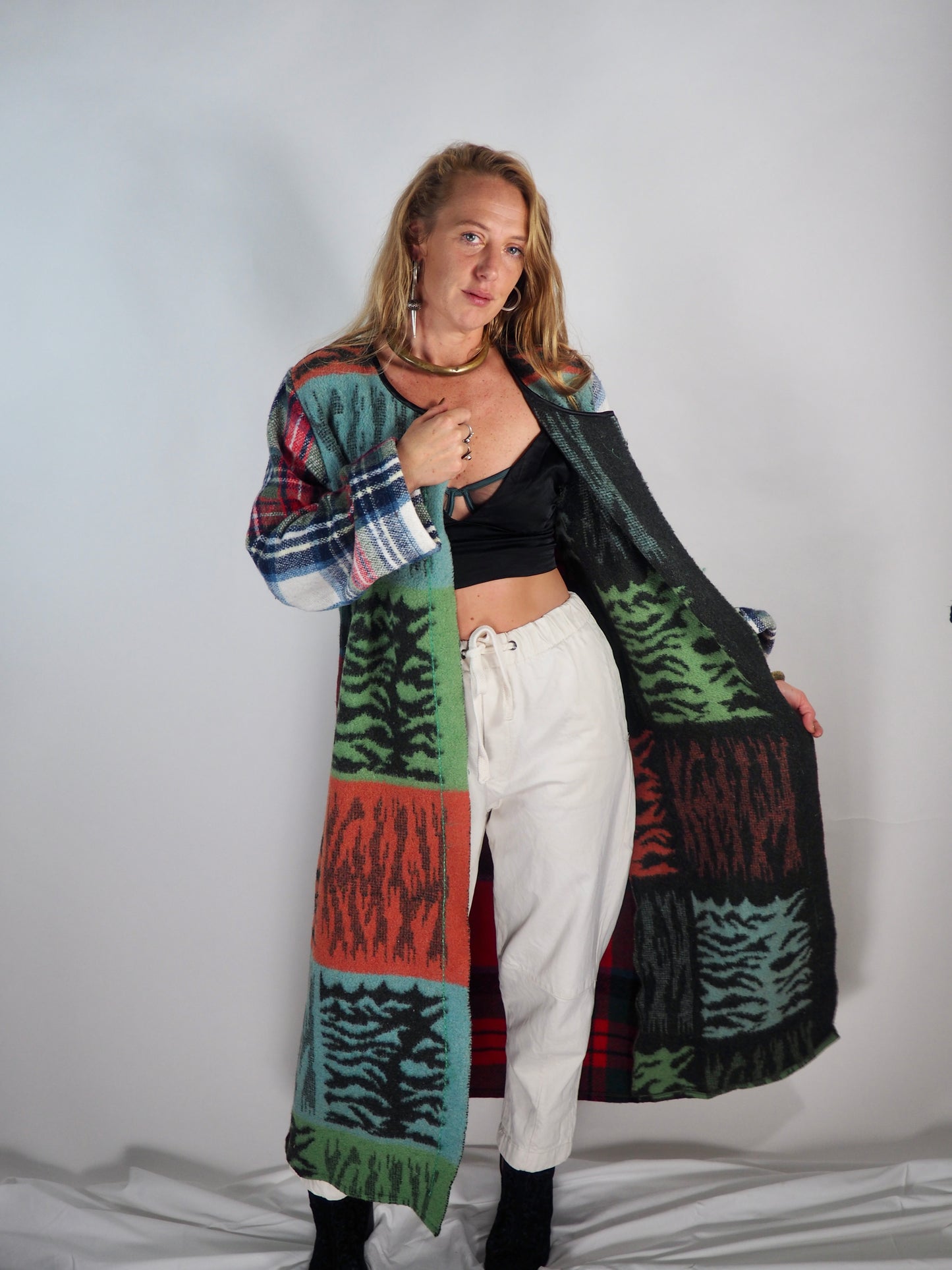 Vintage 1970s Upcycled Wool Blanket Coat by Vagabond Ibiza