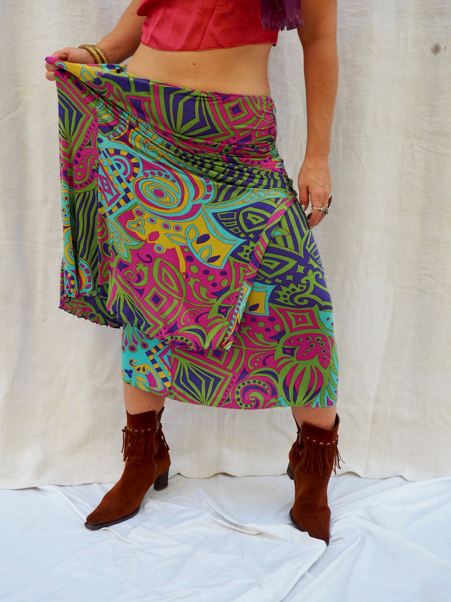 Etro Designer Double-Layered Skirt with Side Split – Small to Medium