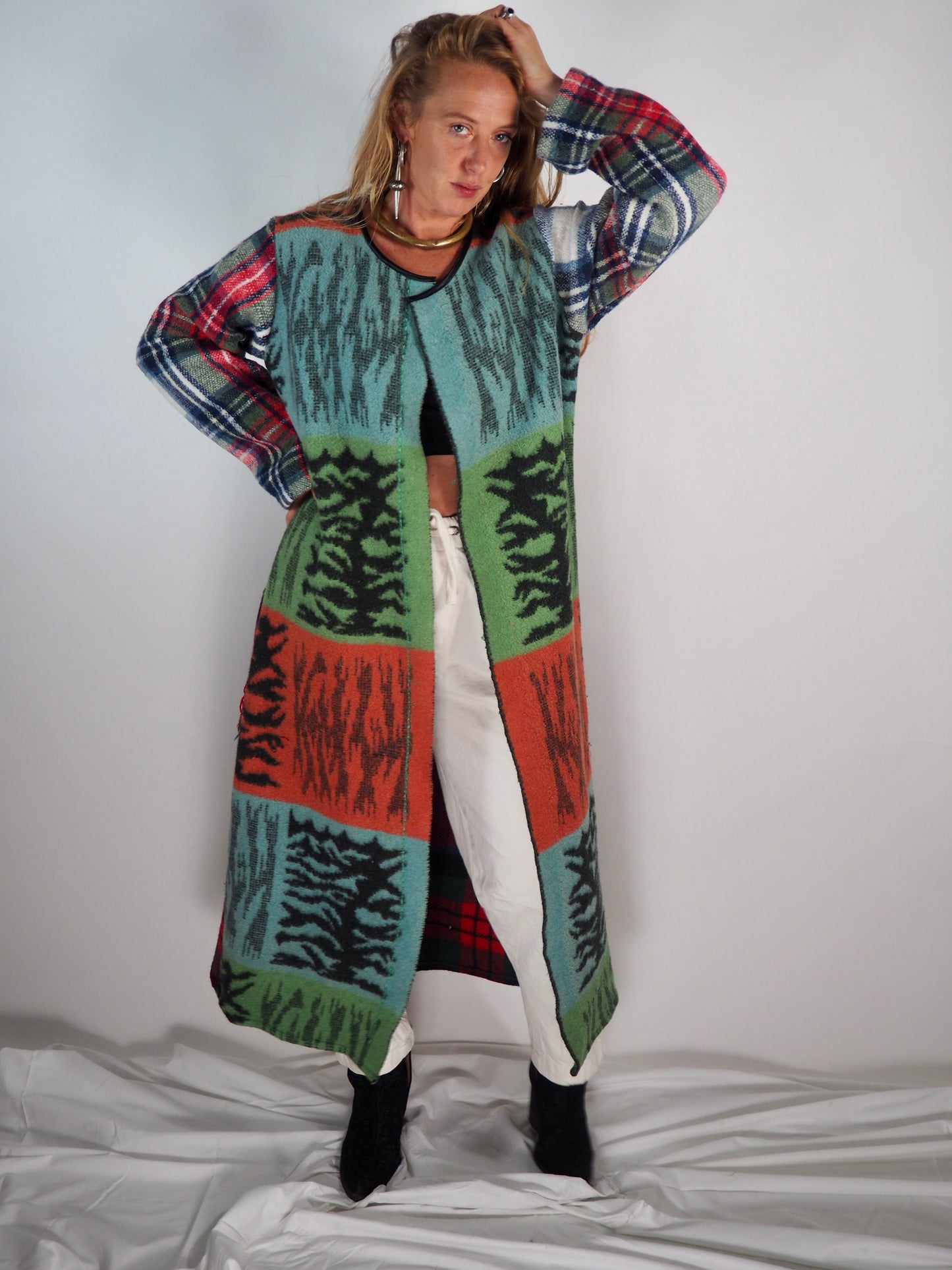 Vintage 1970s Upcycled Wool Blanket Coat by Vagabond Ibiza