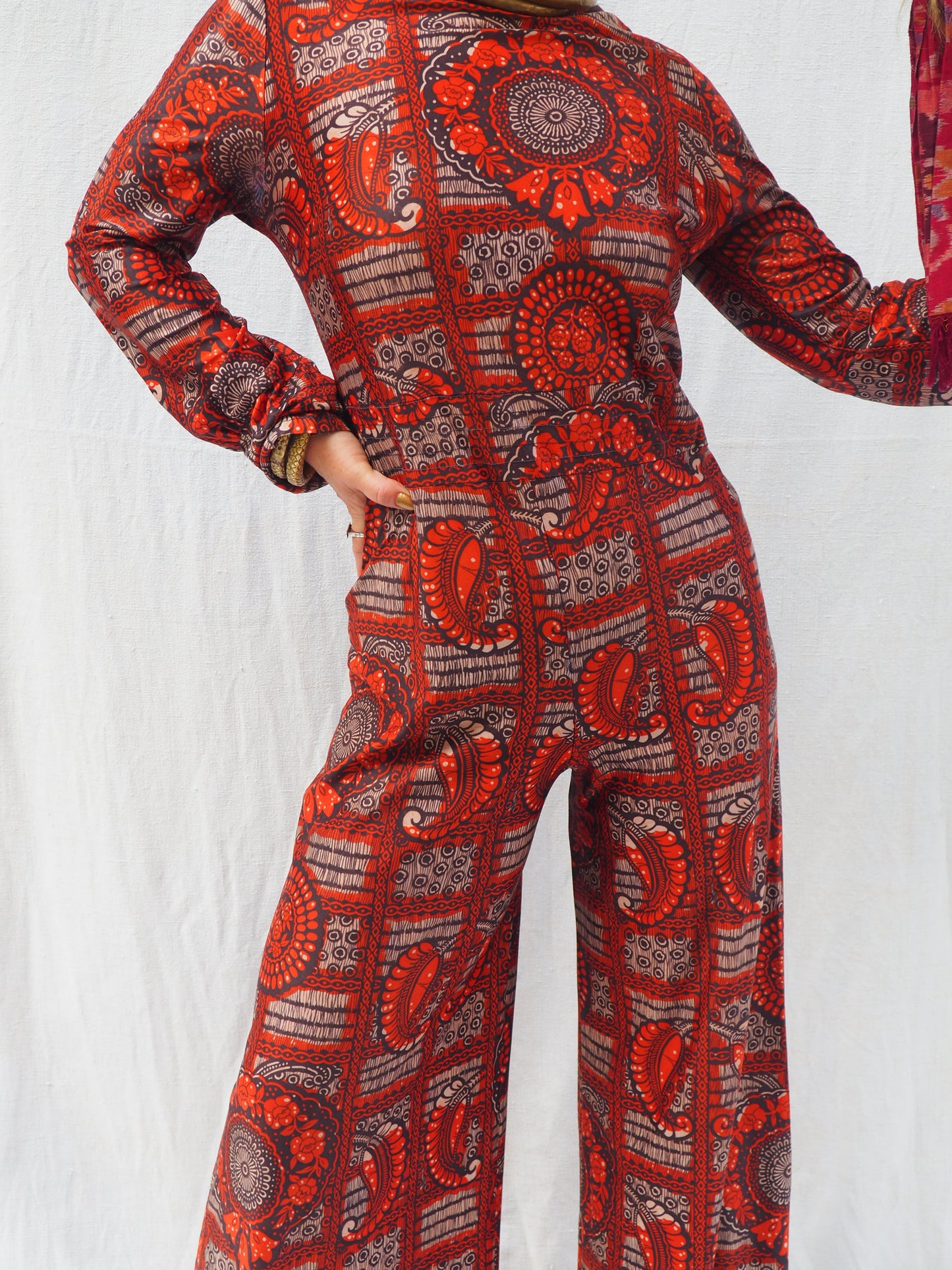 Vintage 1970s Polyester Jumpsuit with Back Zip