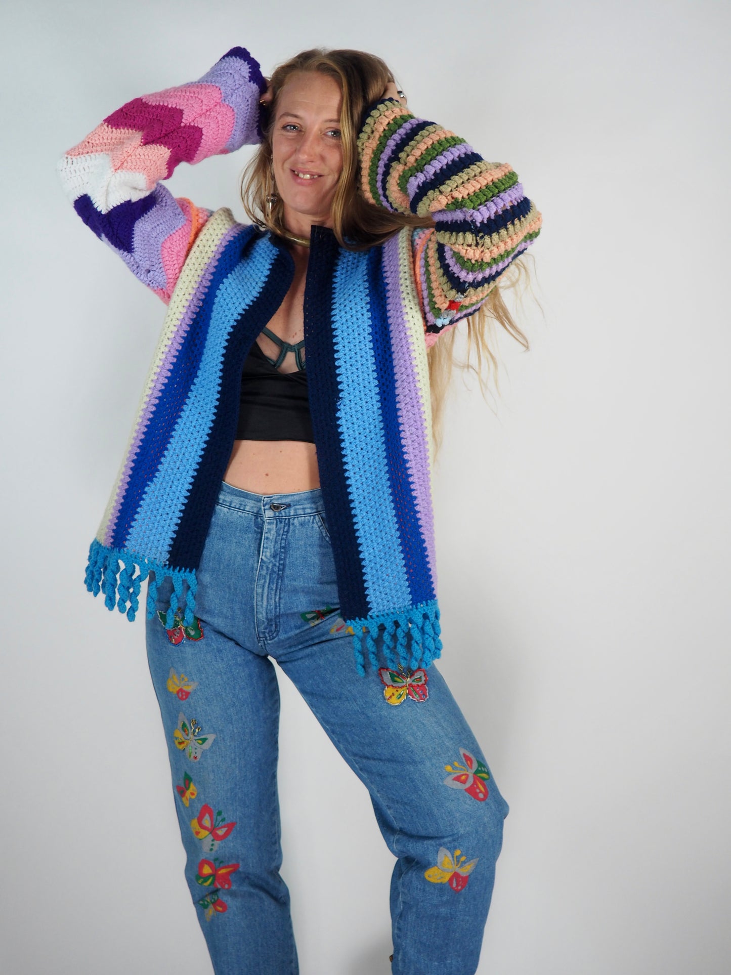 Vintage 1970s Crochet Patchwork jacket