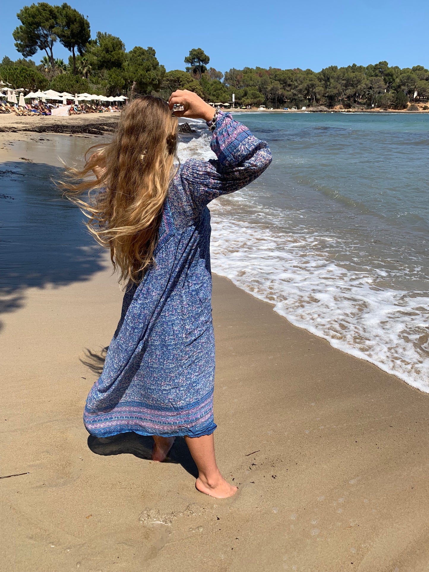 Vintage 1970’s Indian cotton block printed purple floral dress