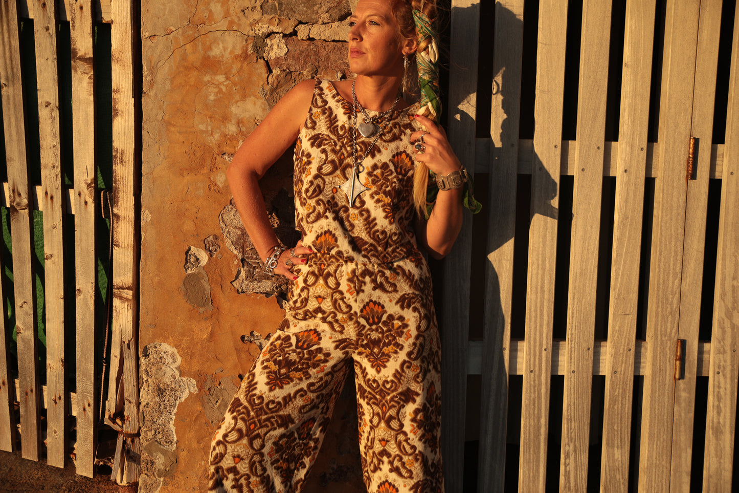 Vintage textiles up-cycled crop top made by vagabond Ibiza pants available separately