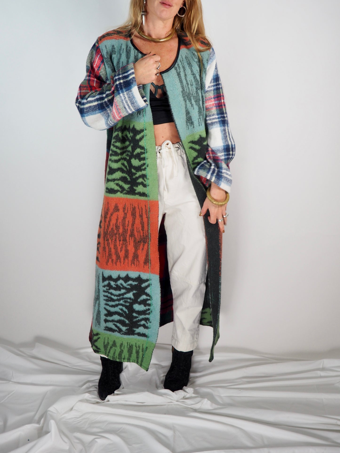 Vintage 1970s Upcycled Wool Blanket Coat by Vagabond Ibiza