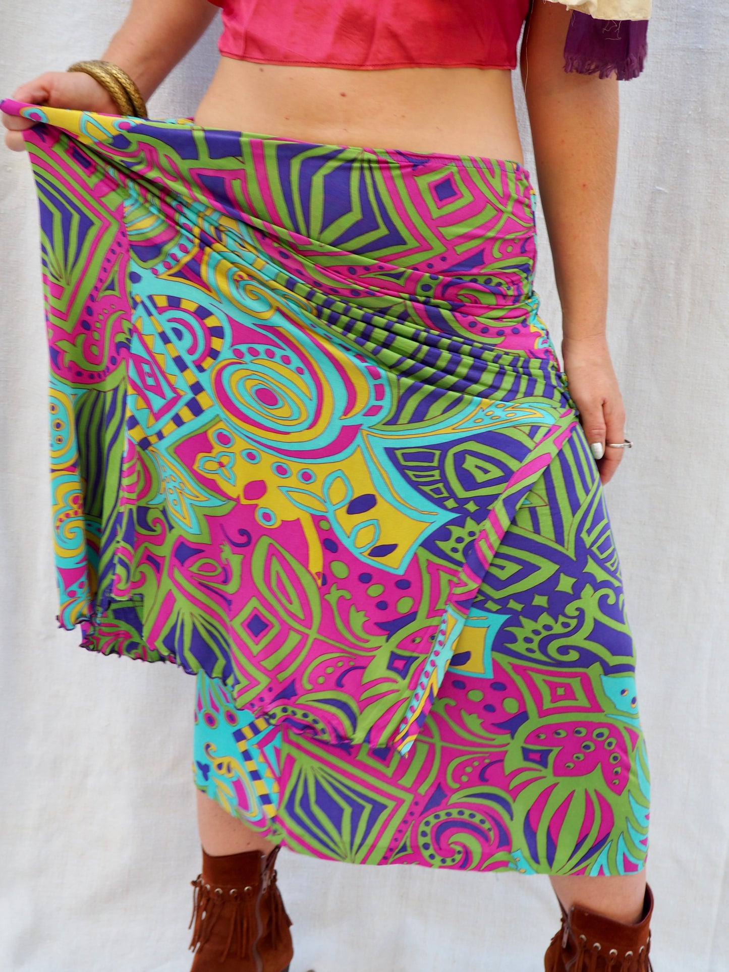 Etro Designer Double-Layered Skirt with Side Split – Small to Medium