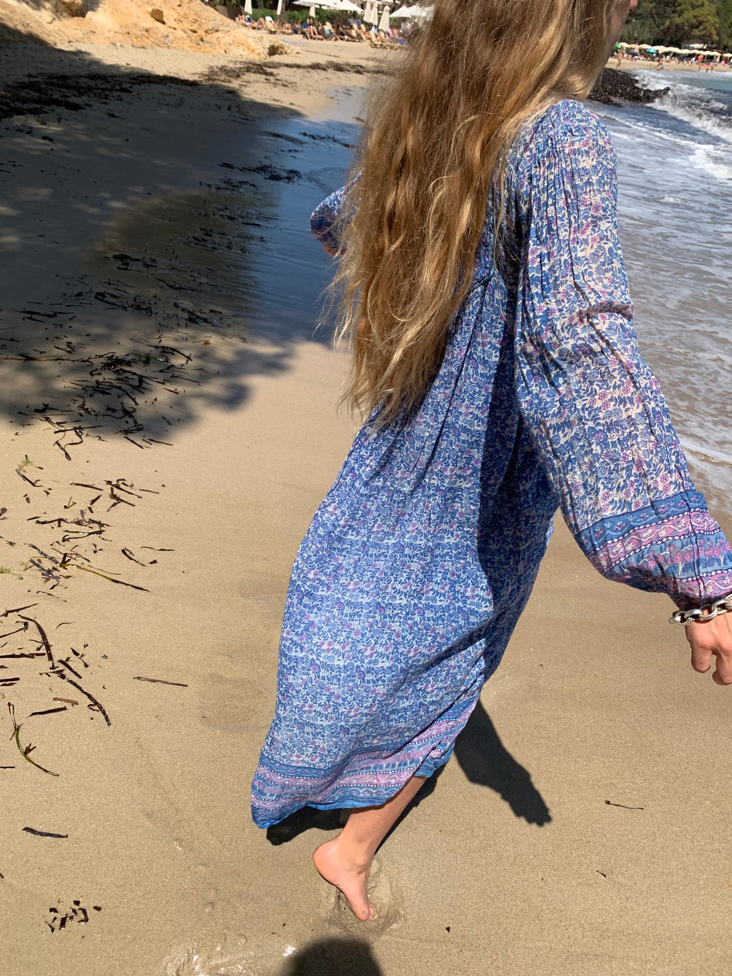 Vintage 1970’s Indian cotton block printed purple floral dress