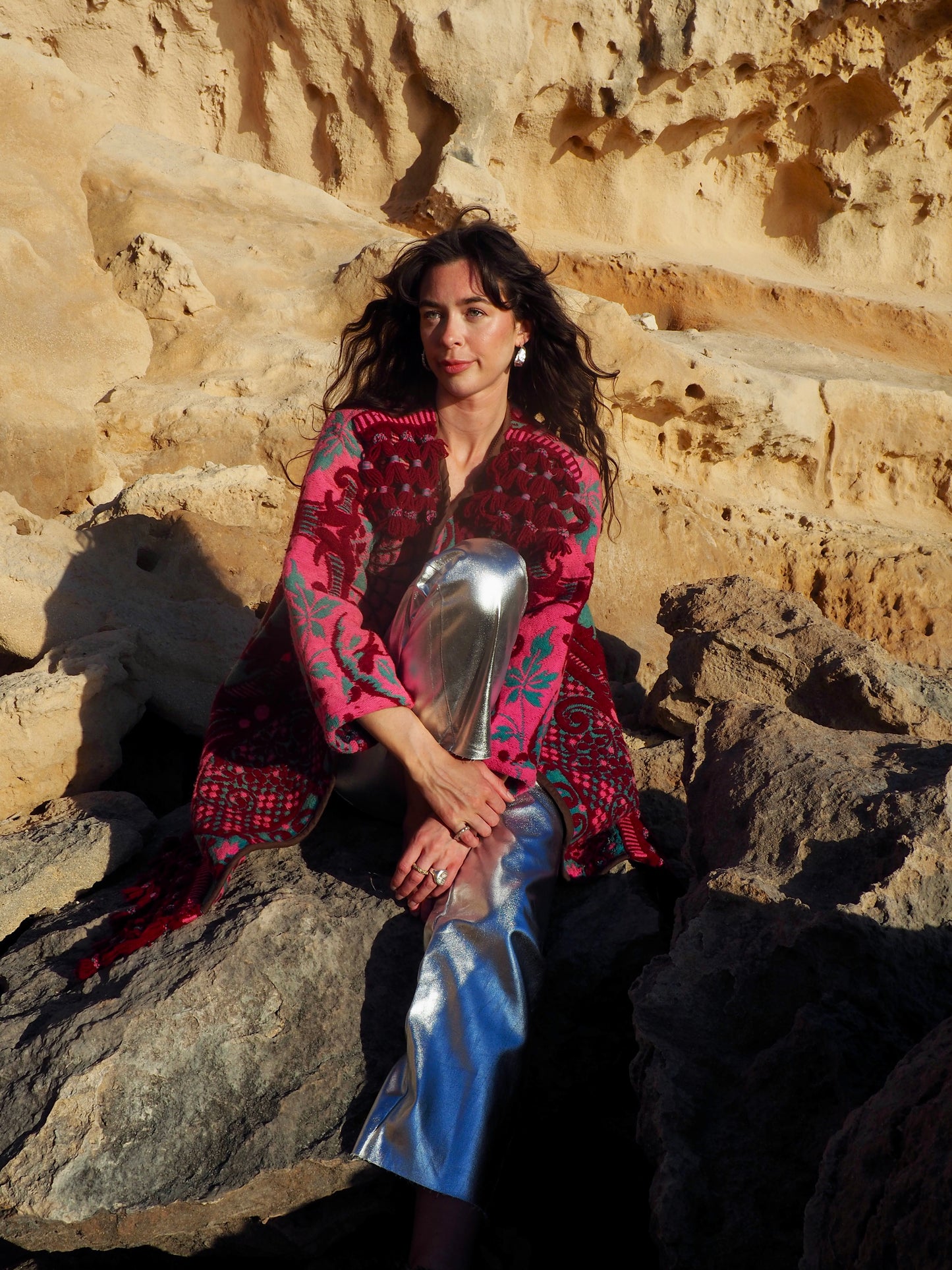 Amazing vintage woven tapestry jacket with insane oversize tassel trim up-cycled by Vagabond Ibiza
