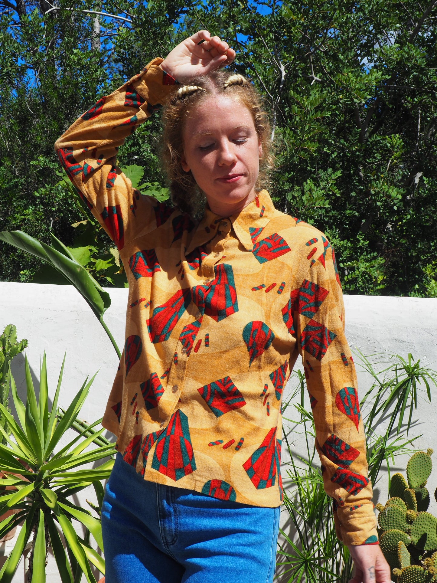 Vintage 1970’s abstract printed shirt with oversized collar