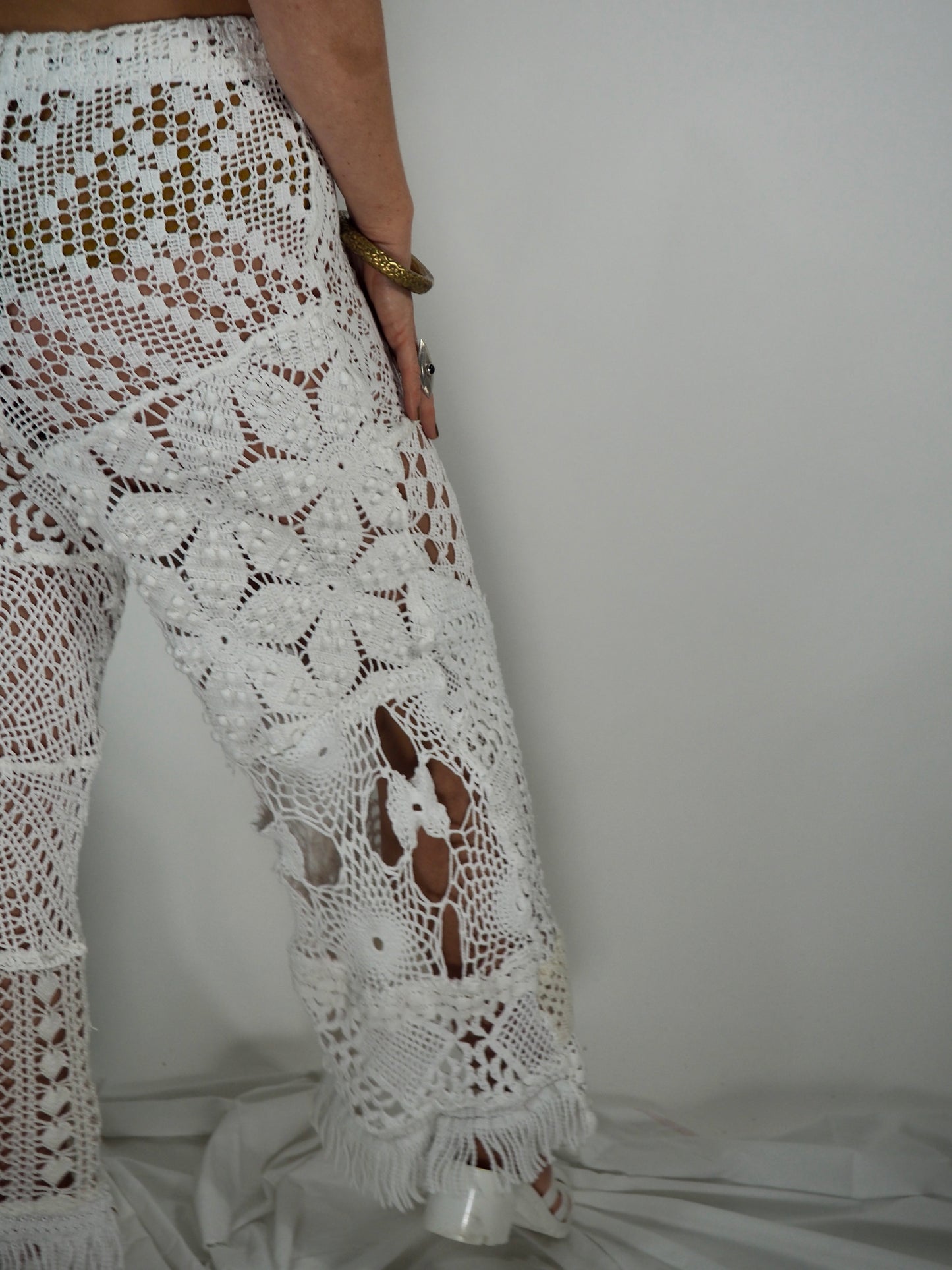 Introducing the *Handmade Patchwork Crochet Pants* by Vagabond Ibiza