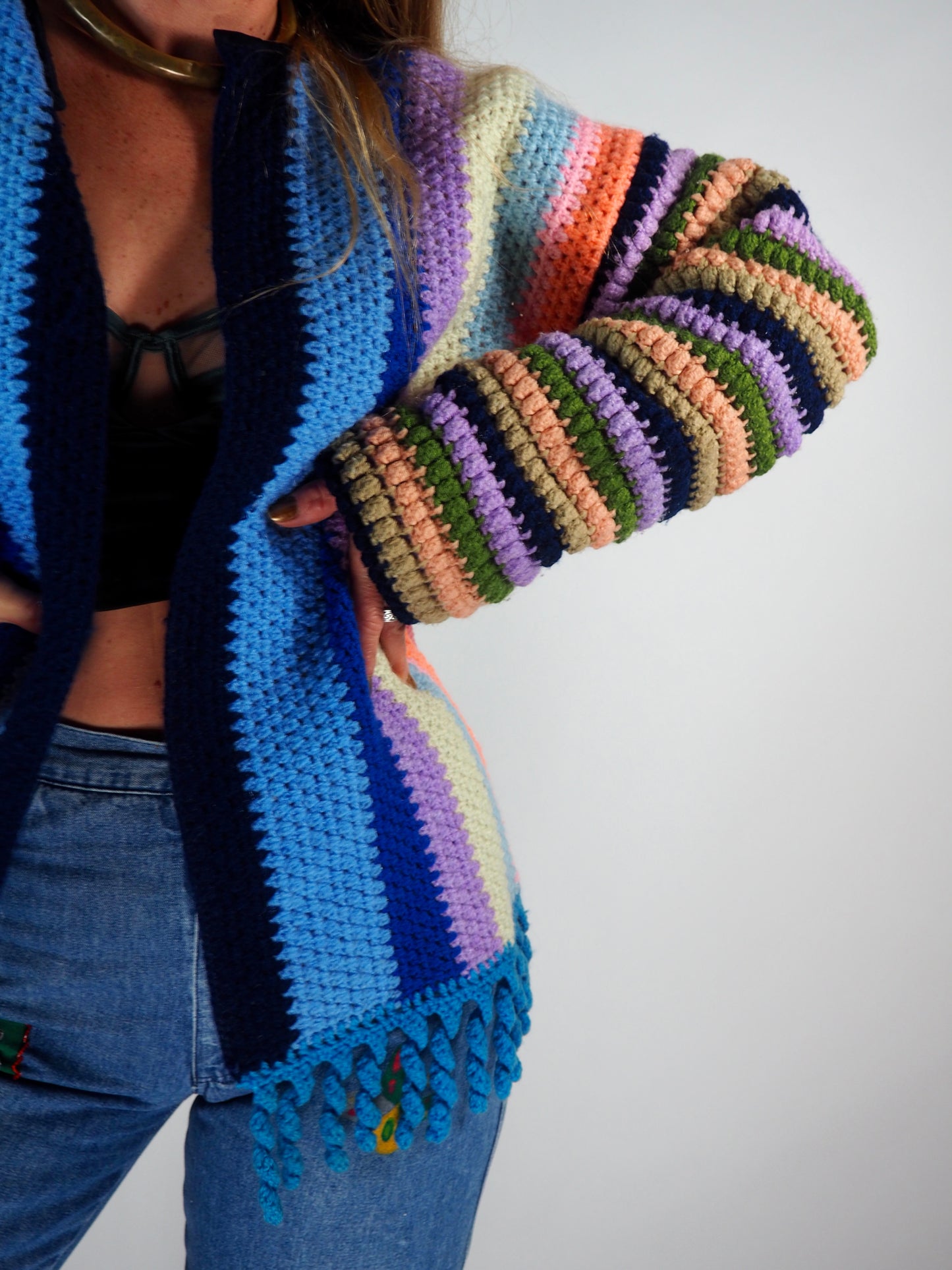 Vintage 1970s Crochet Patchwork jacket