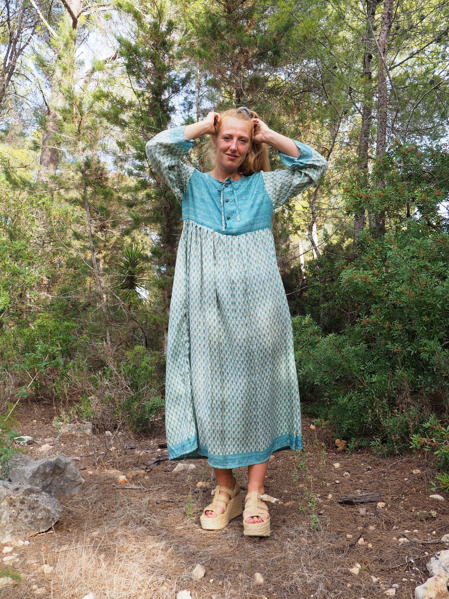 Vintage Indian sari dress up-cycled by Vagabond Ibiza