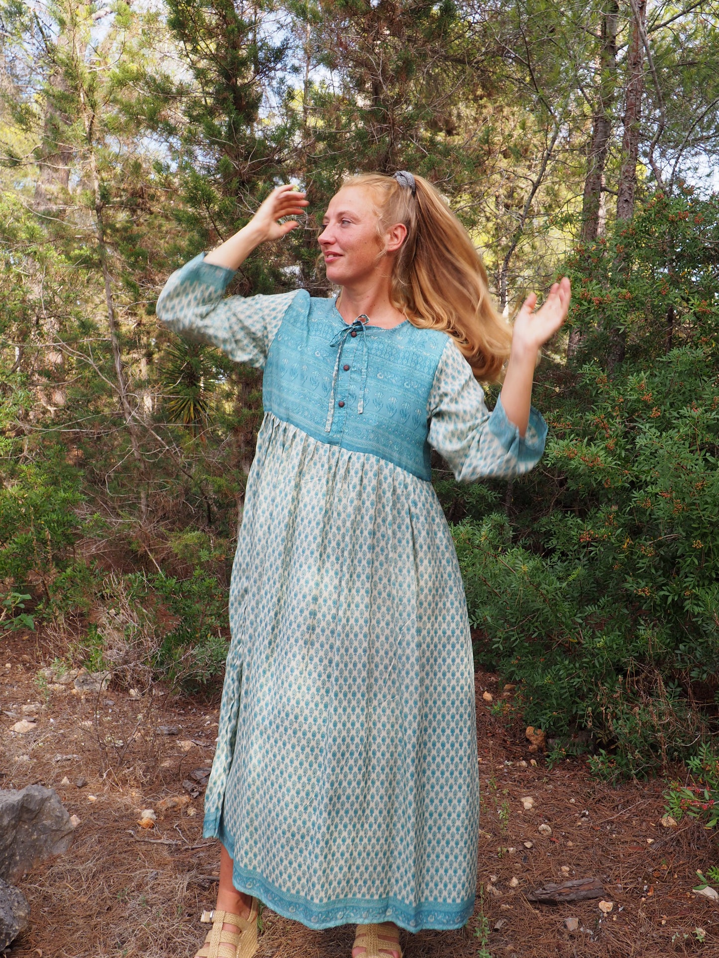 Vintage Indian sari dress up-cycled by Vagabond Ibiza