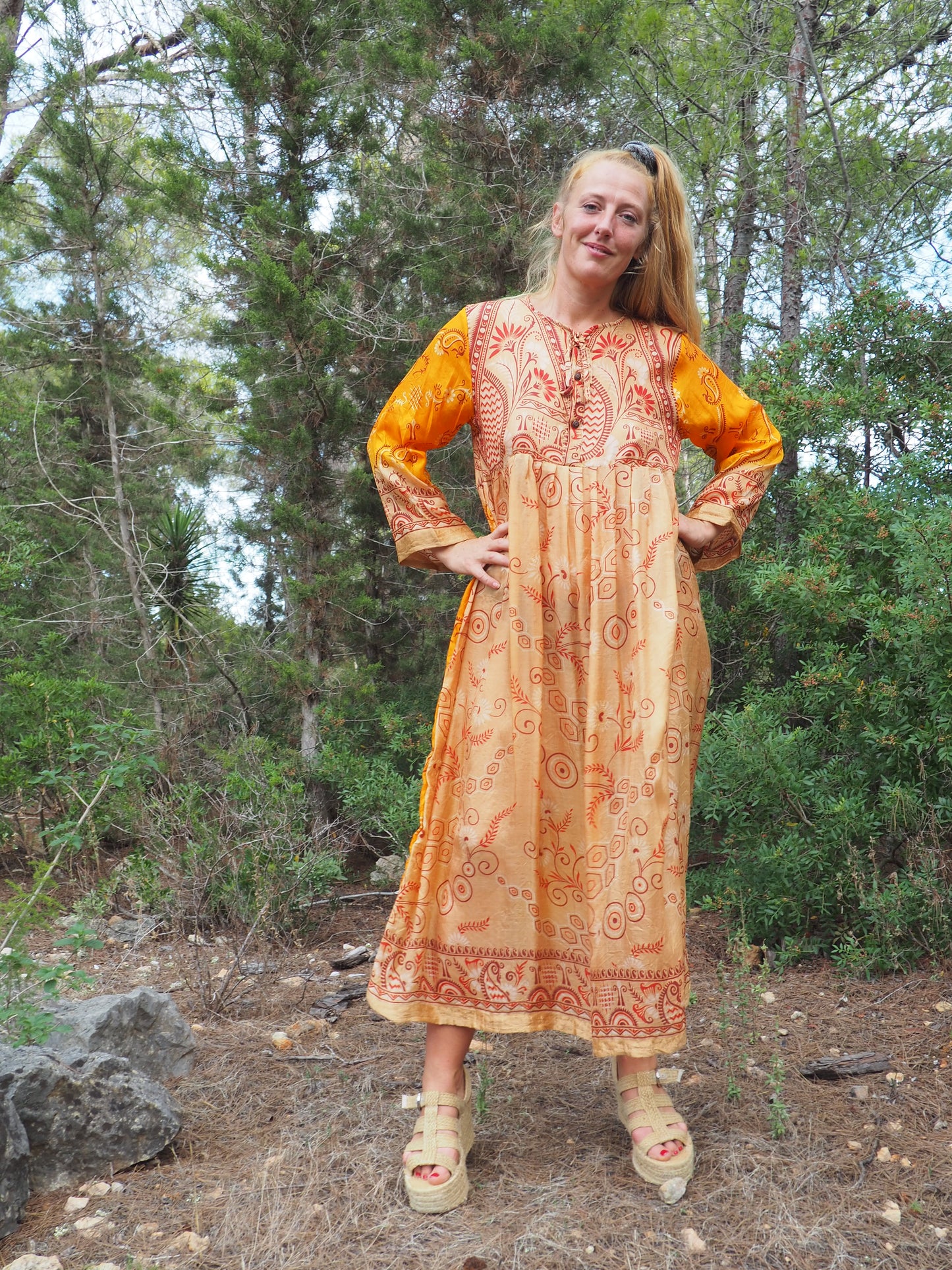 Vintage Indian sari dress up-cycled by Vagabond Ibiza