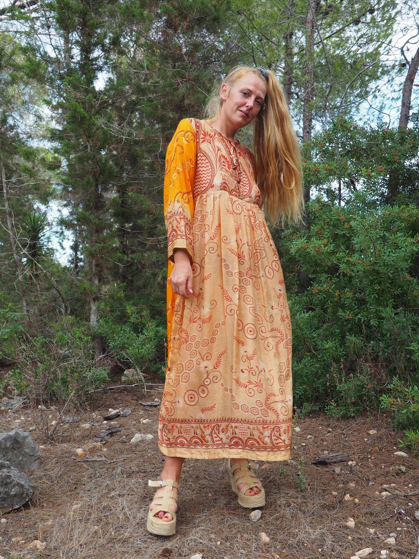 Vintage Indian sari dress up-cycled by Vagabond Ibiza