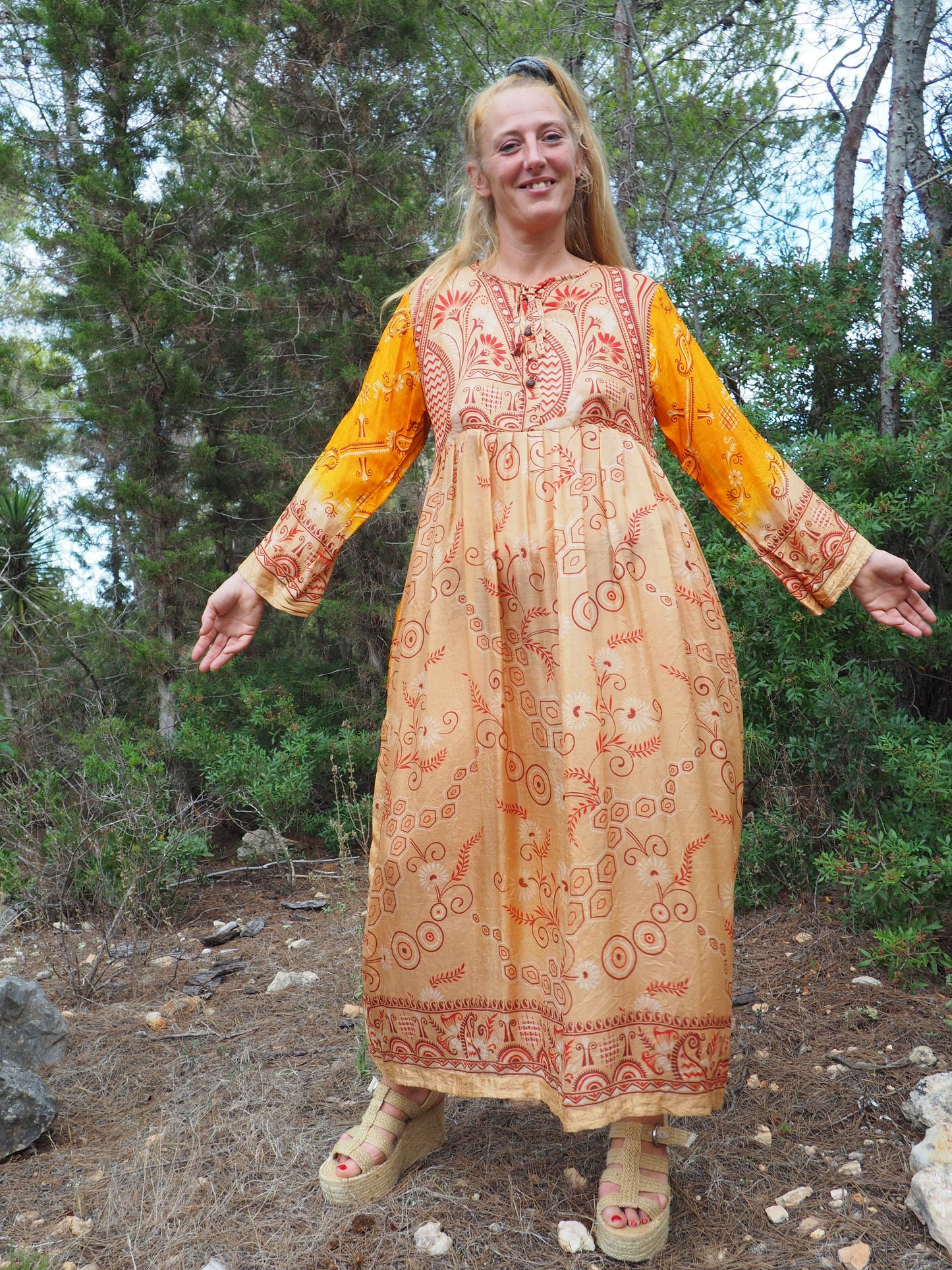 Vintage Indian sari dress up-cycled by Vagabond Ibiza