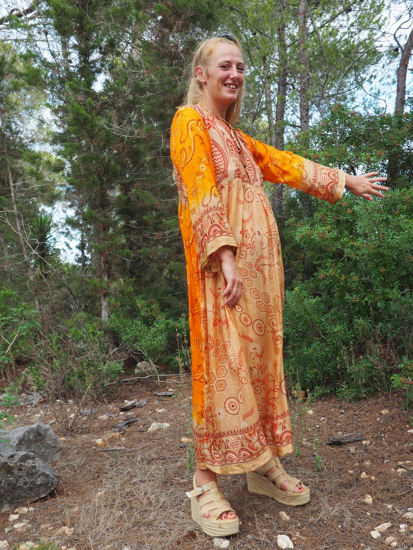 Vintage Indian sari dress up-cycled by Vagabond Ibiza