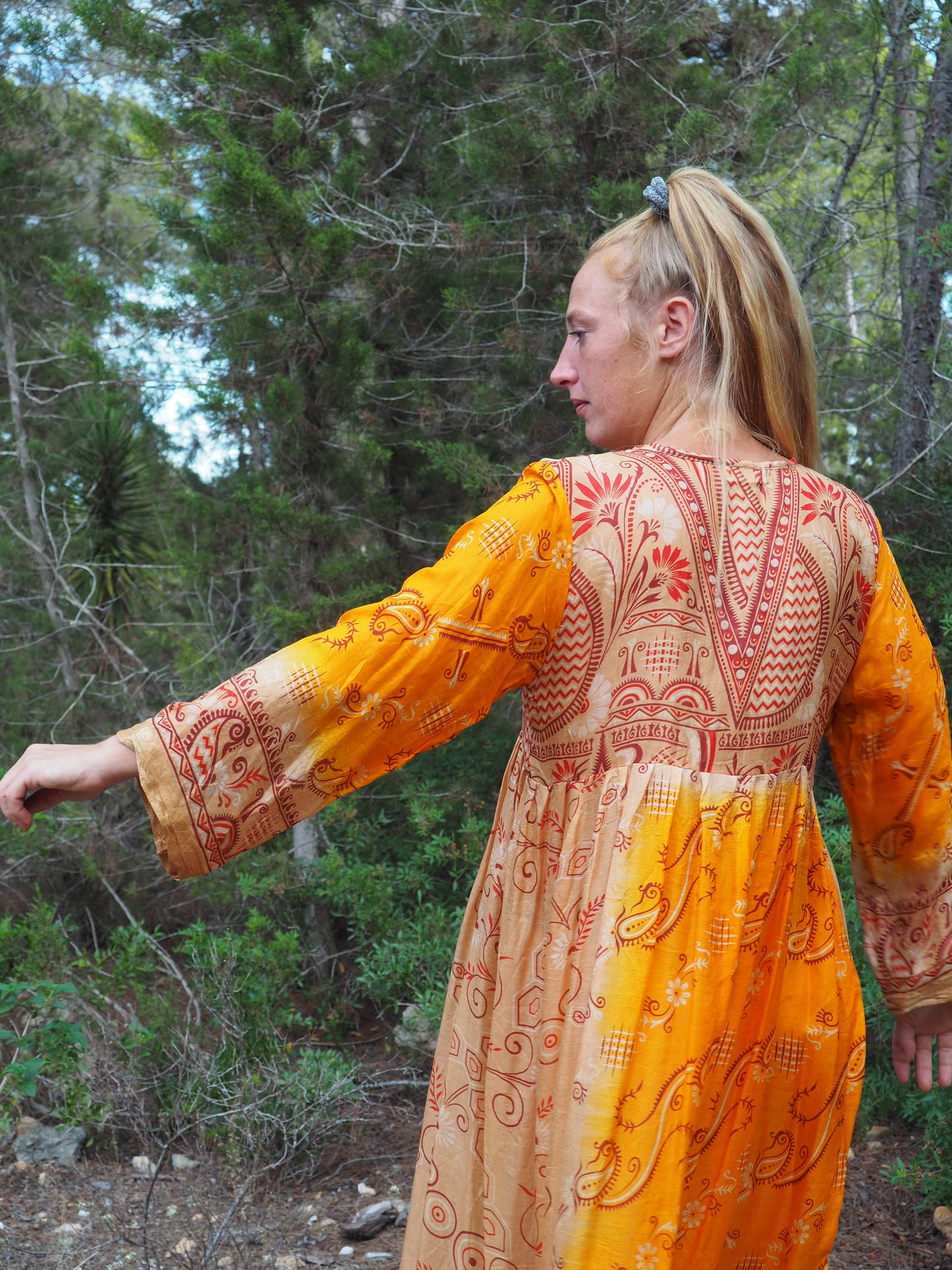 Vintage Indian sari dress up-cycled by Vagabond Ibiza