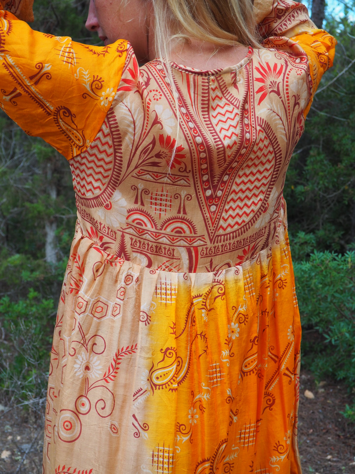 Vintage Indian sari dress up-cycled by Vagabond Ibiza