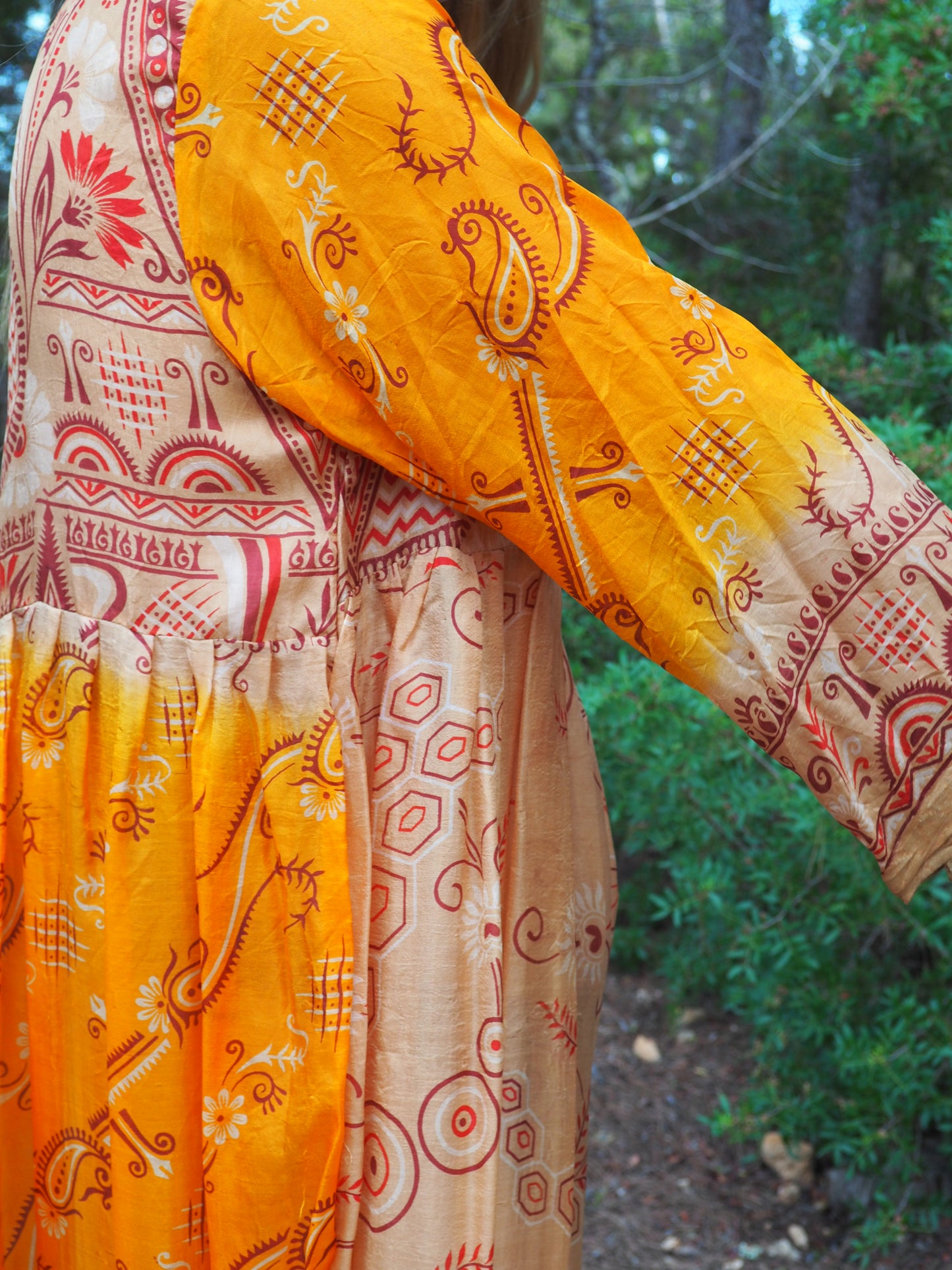 Vintage Indian sari dress up-cycled by Vagabond Ibiza