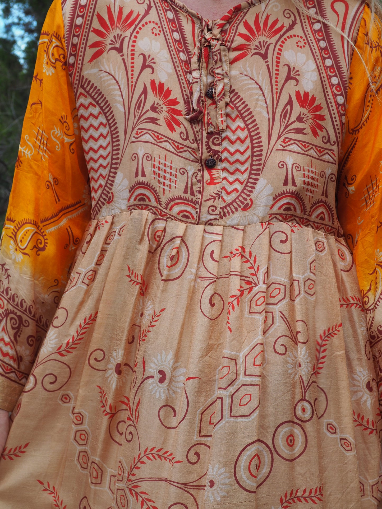 Vintage Indian sari dress up-cycled by Vagabond Ibiza