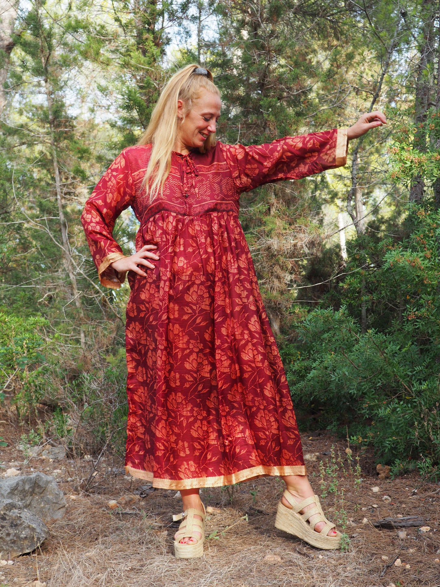 Vintage Indian sari dress up-cycled by Vagabond Ibiza