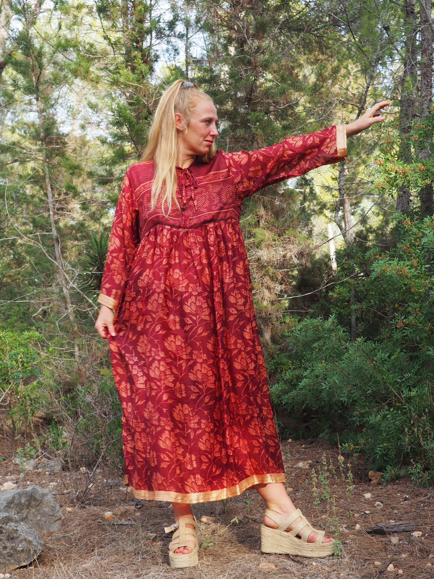 Vintage Indian sari dress up-cycled by Vagabond Ibiza