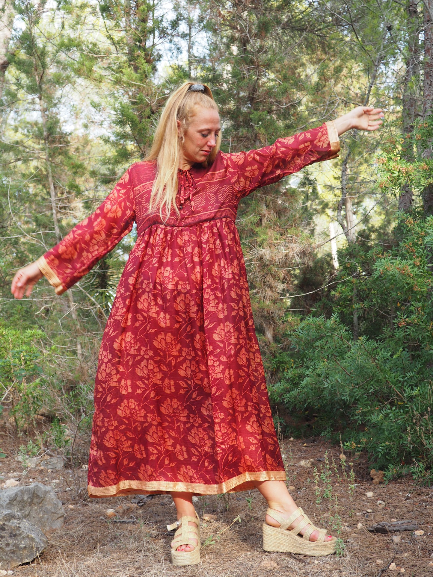 Vintage Indian sari dress up-cycled by Vagabond Ibiza