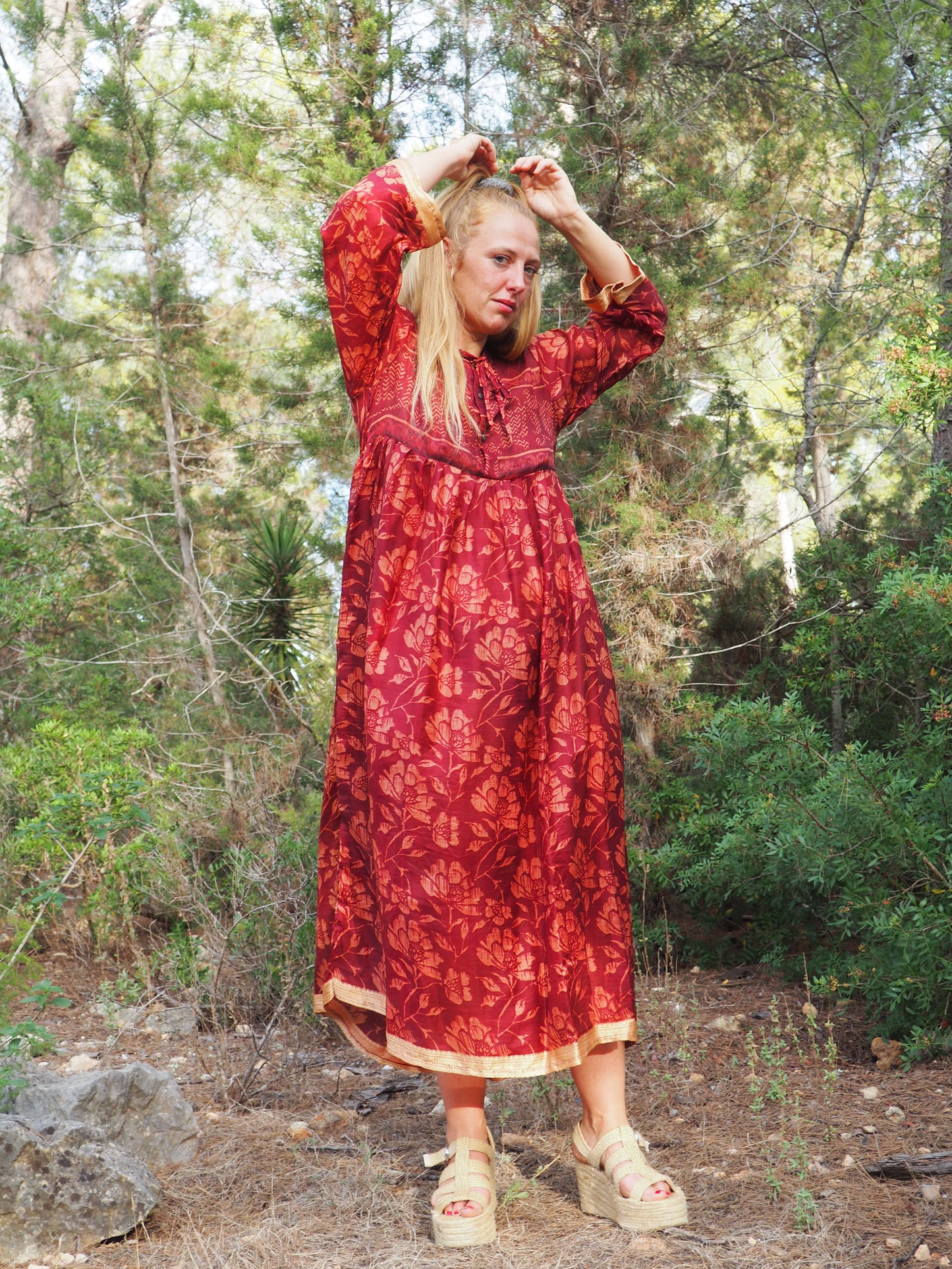 Vintage Indian sari dress up-cycled by Vagabond Ibiza