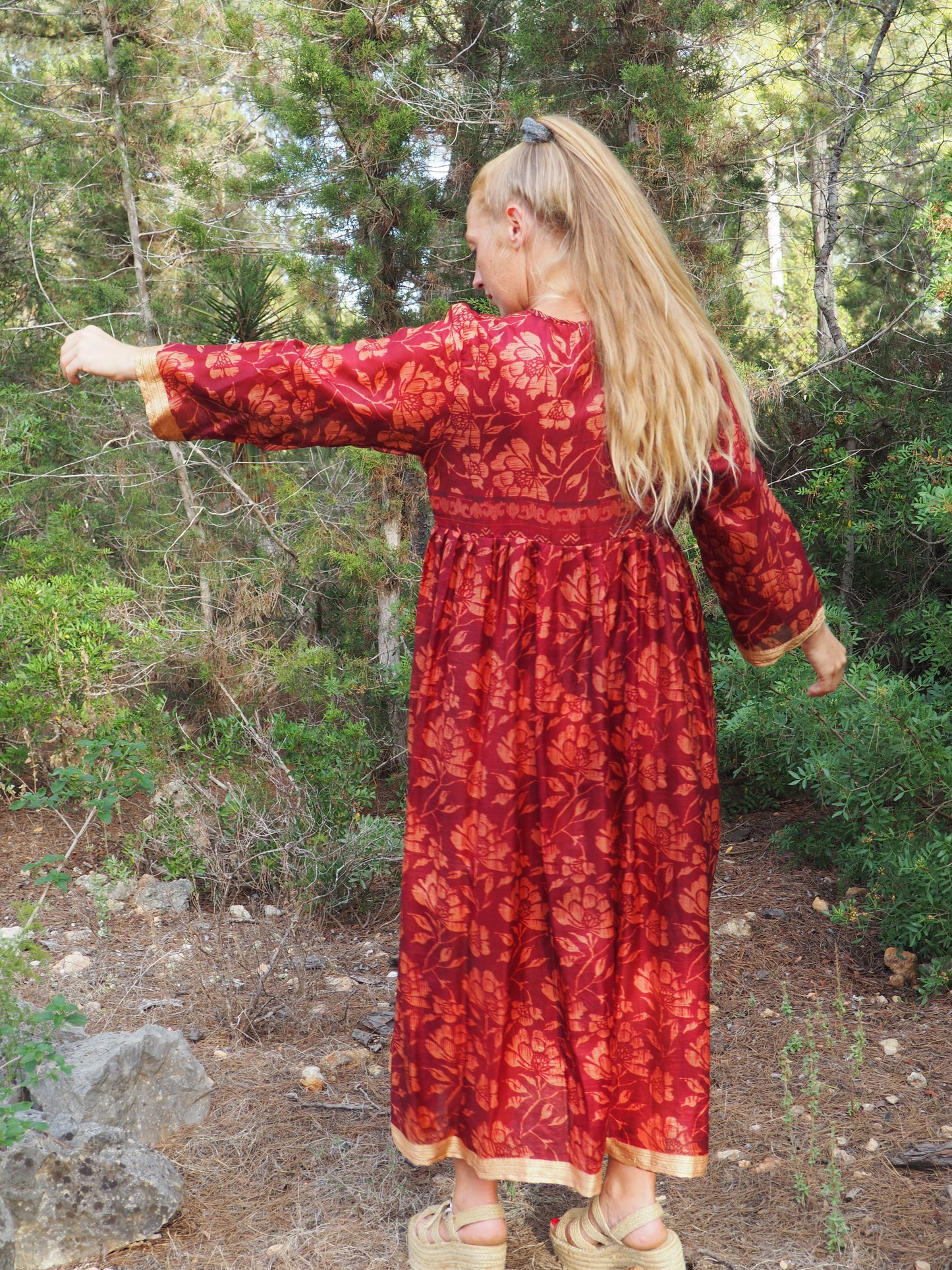 Vintage Indian sari dress up-cycled by Vagabond Ibiza
