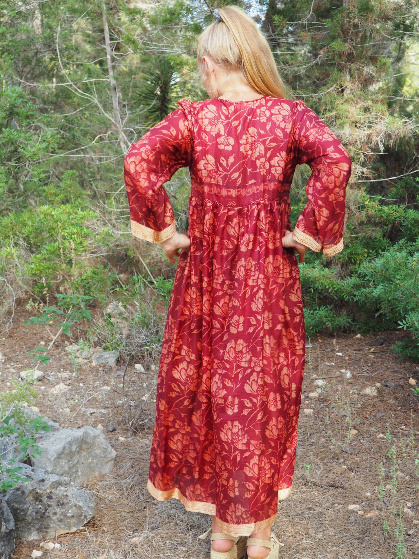 Vintage Indian sari dress up-cycled by Vagabond Ibiza