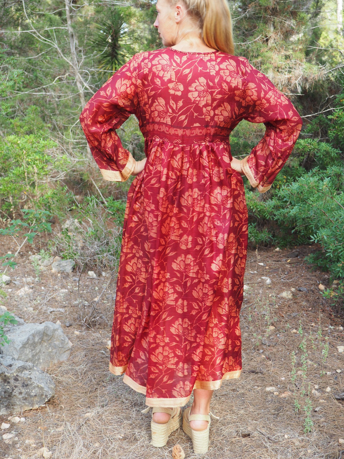 Vintage Indian sari dress up-cycled by Vagabond Ibiza