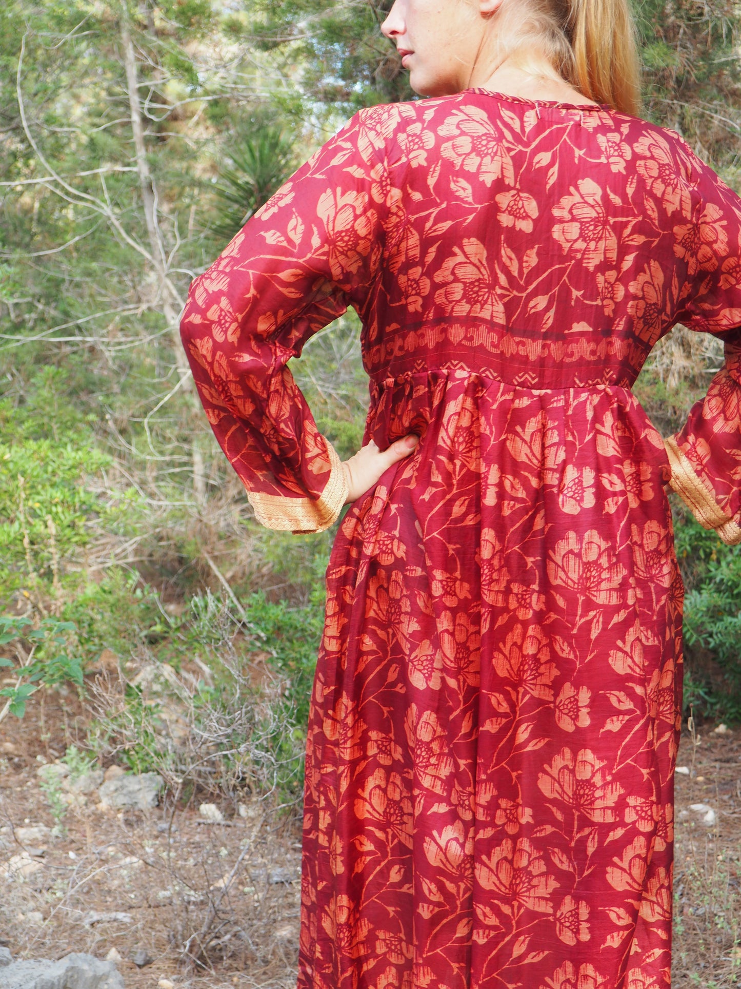 Vintage Indian sari dress up-cycled by Vagabond Ibiza
