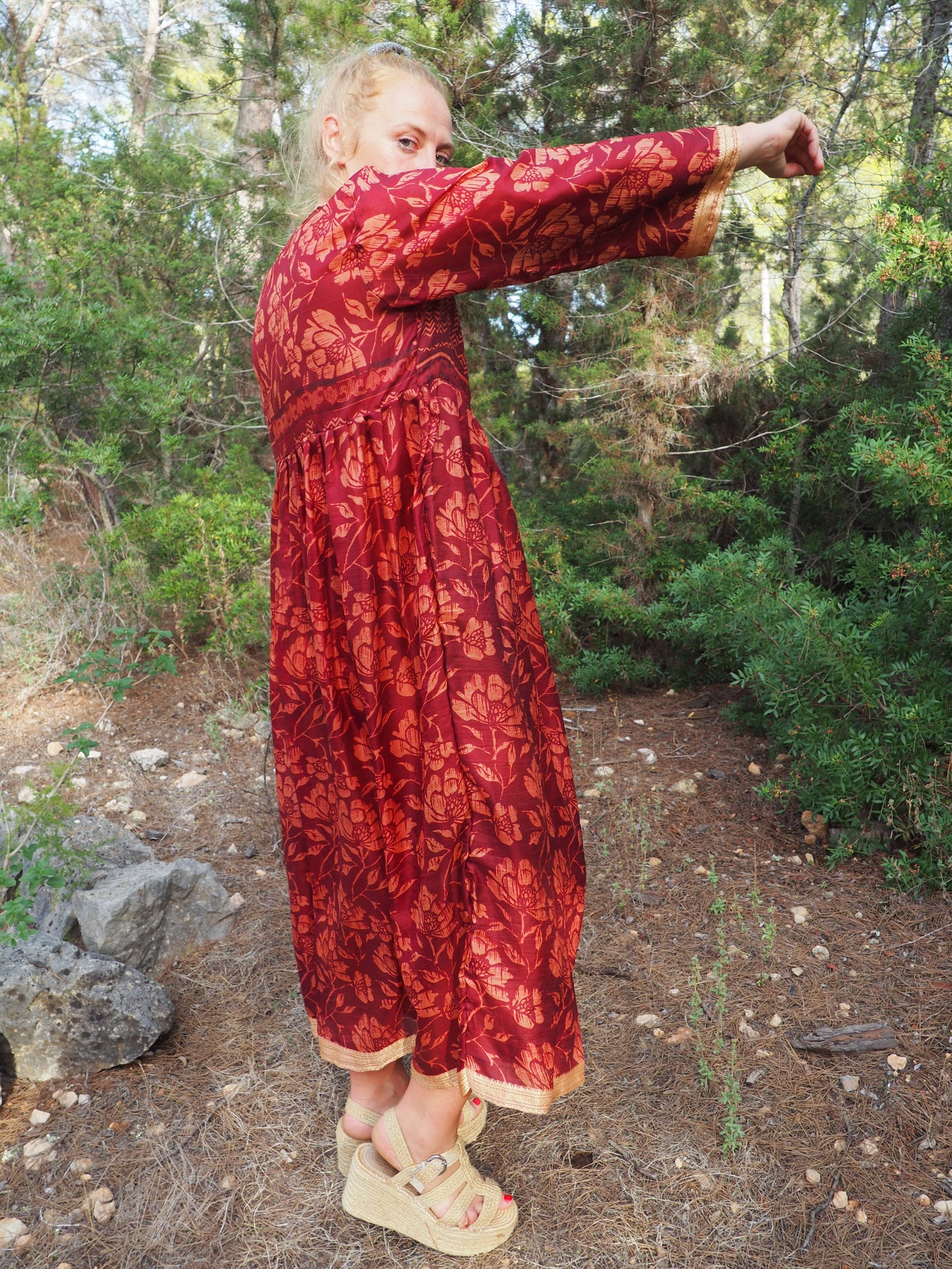 Vintage Indian sari dress up-cycled by Vagabond Ibiza