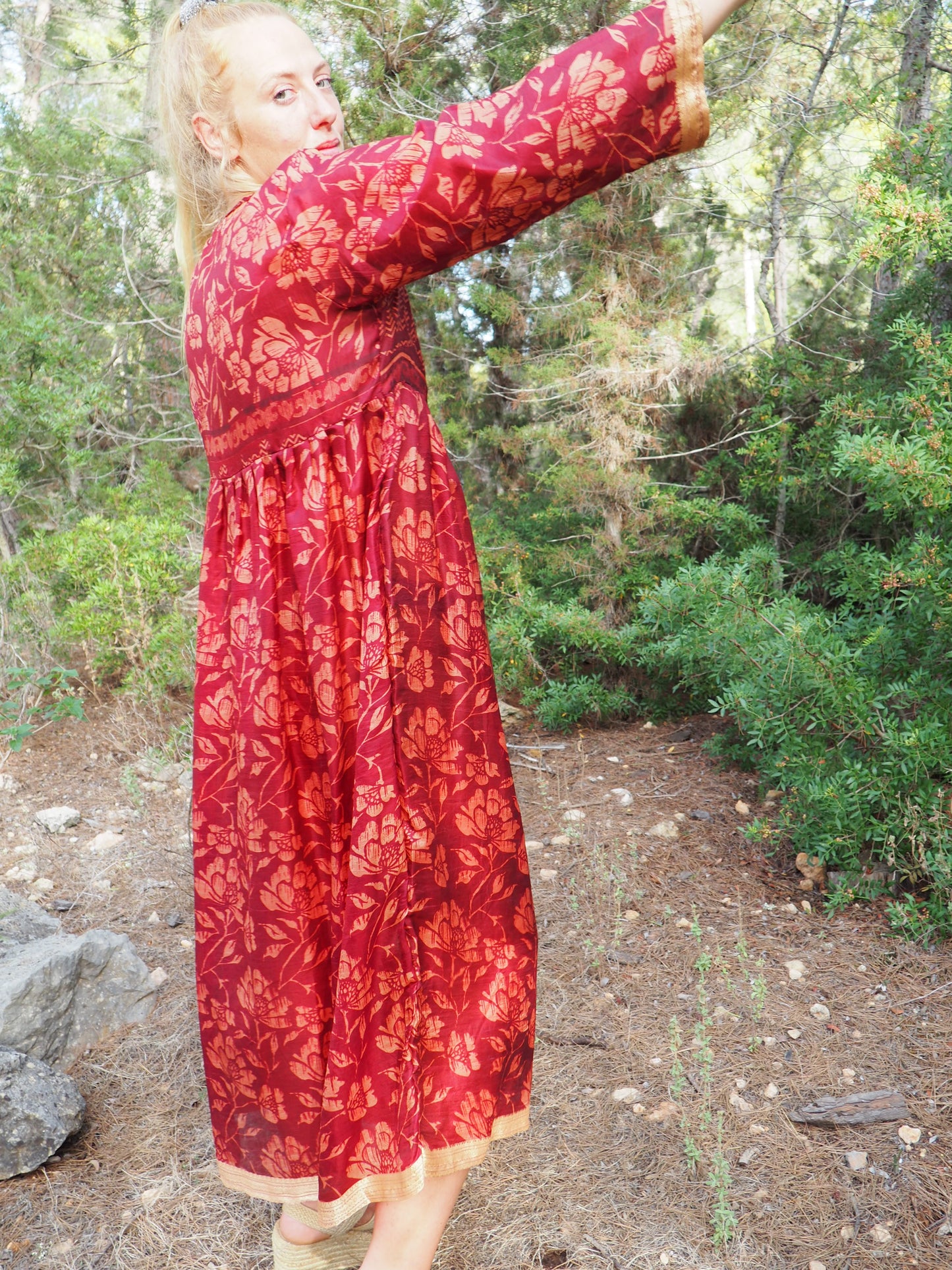 Vintage Indian sari dress up-cycled by Vagabond Ibiza