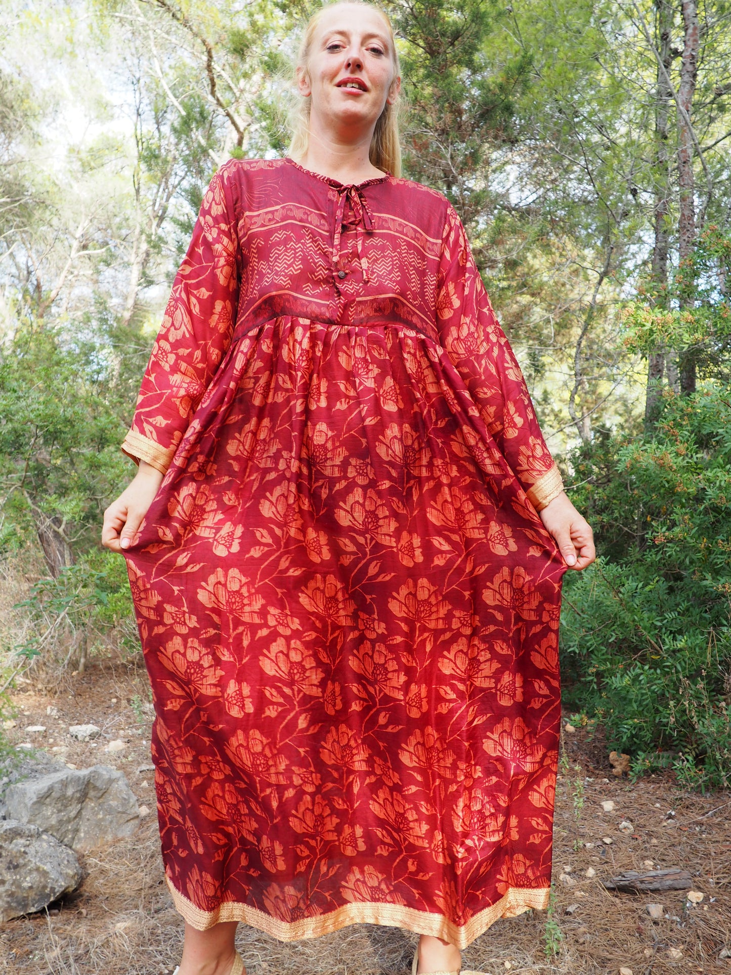 Vintage Indian sari dress up-cycled by Vagabond Ibiza