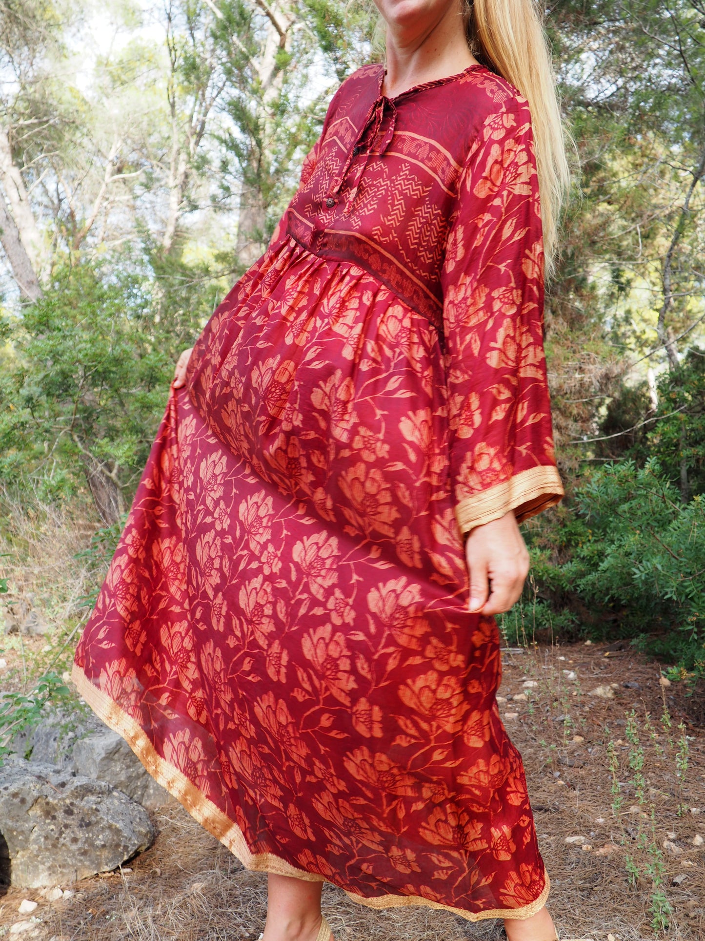 Vintage Indian sari dress up-cycled by Vagabond Ibiza