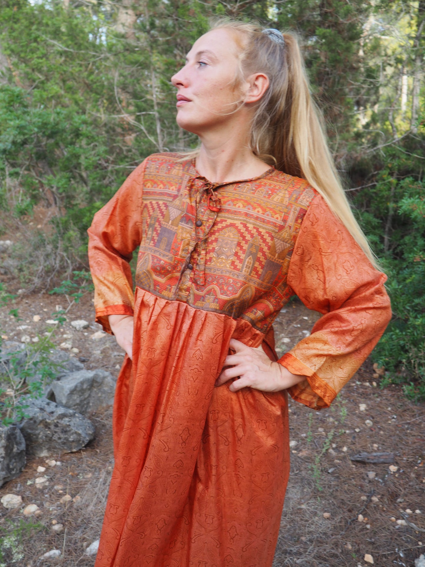 Vintage Indian sari dress up-cycled by Vagabond Ibiza