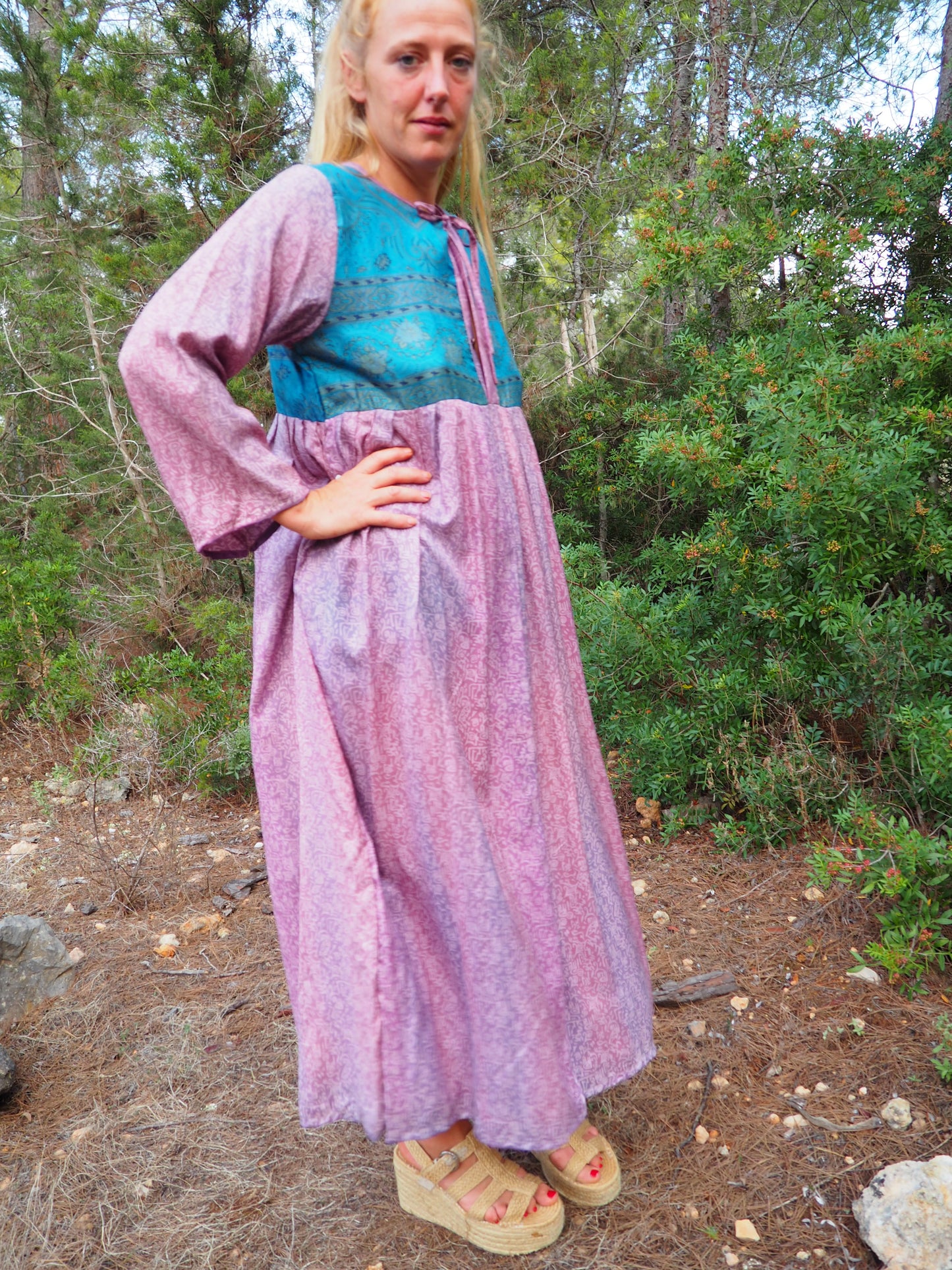 Vintage Indian sari dress up-cycled by Vagabond Ibiza