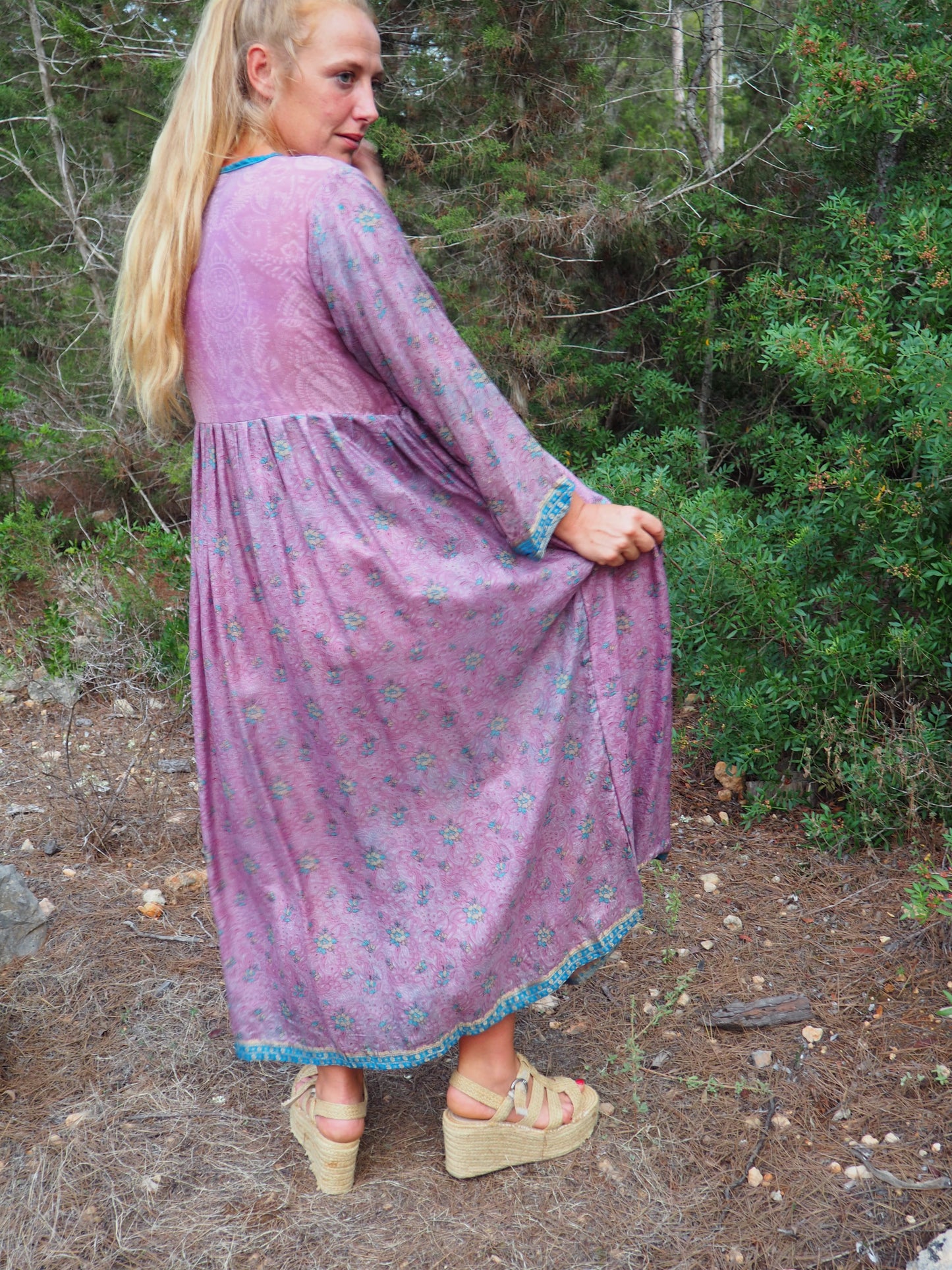 Vintage Indian sari dress up-cycled by Vagabond Ibiza