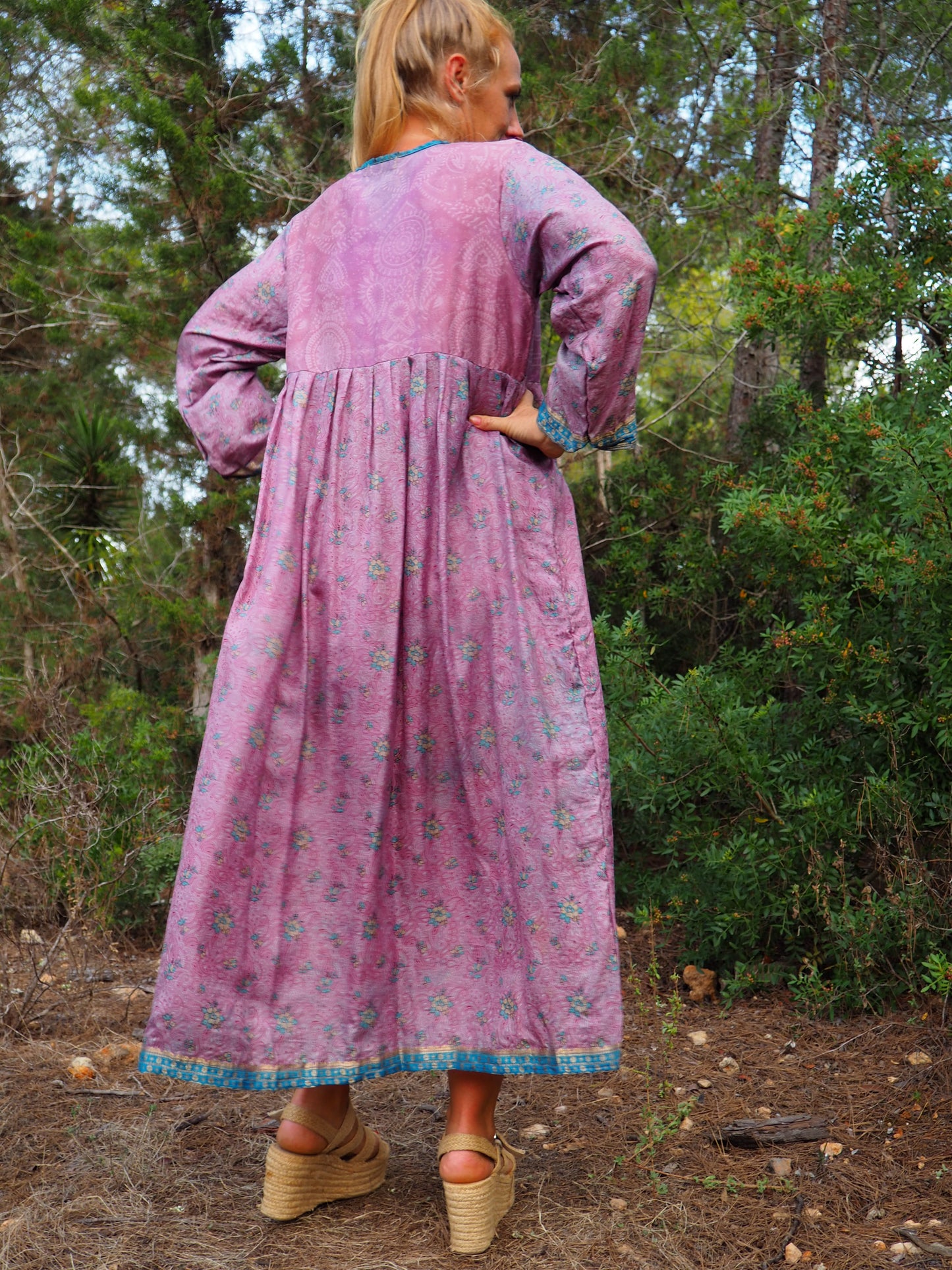 Vintage Indian sari dress up-cycled by Vagabond Ibiza