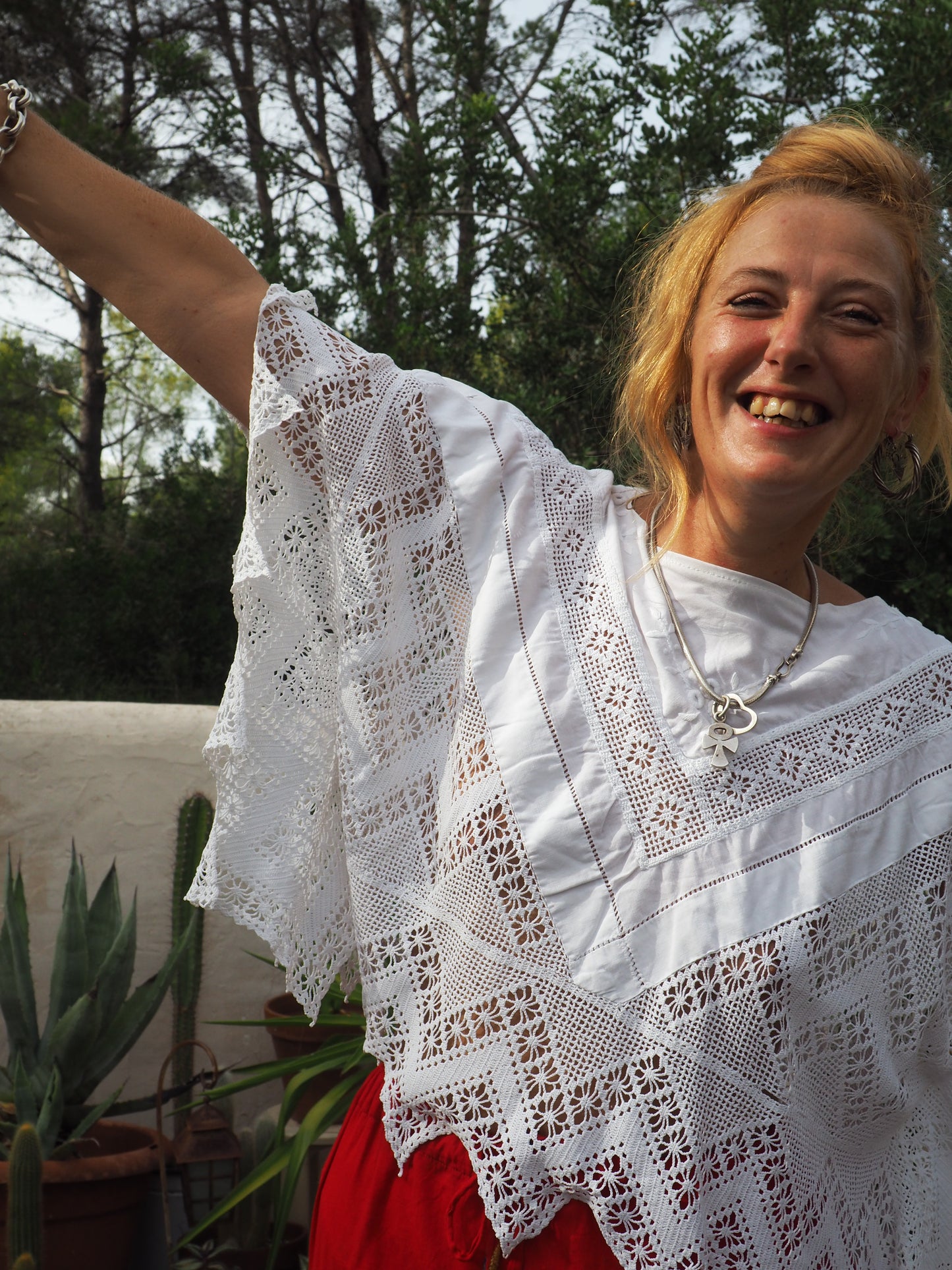 Vintage stunning vintage hand made lace cotton and crochet top up-cycled by Vagabond Ibiza