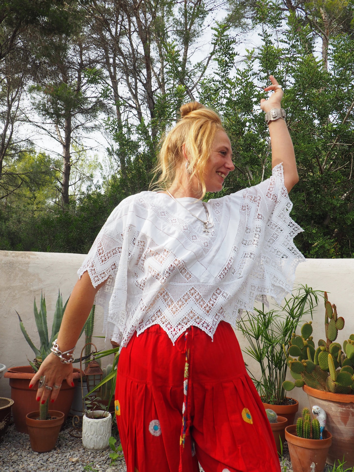 Vintage stunning vintage hand made lace cotton and crochet top up-cycled by Vagabond Ibiza